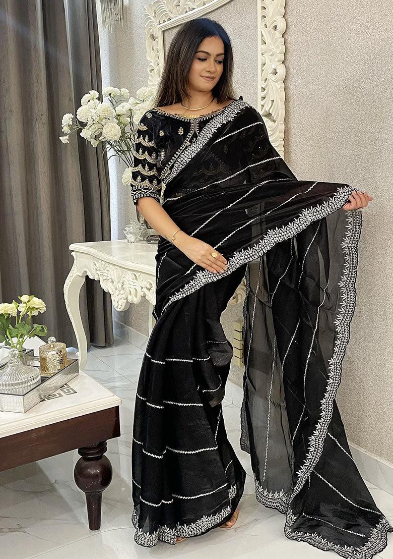 Black Sequin Zari Embroidered Jimmy Choo