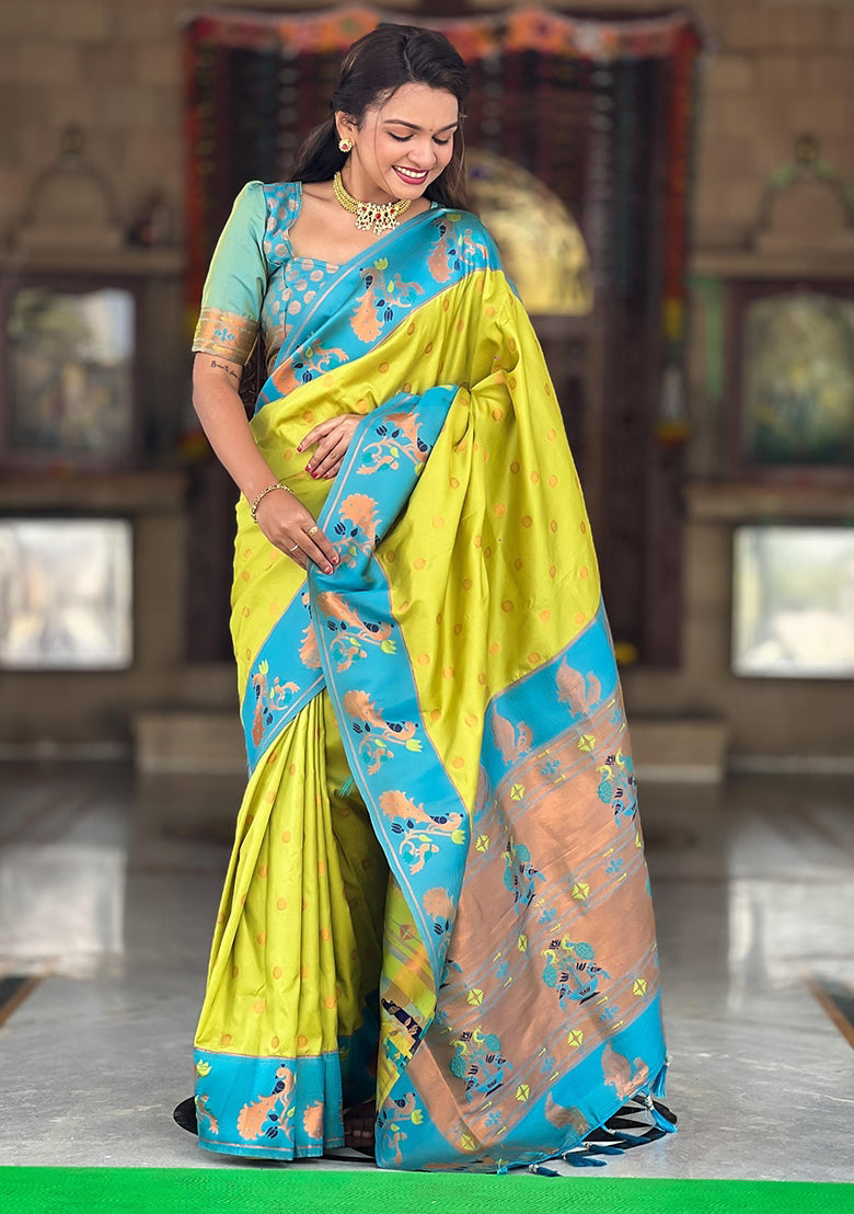 Popati Green Woven Design Paithani Silk Saree