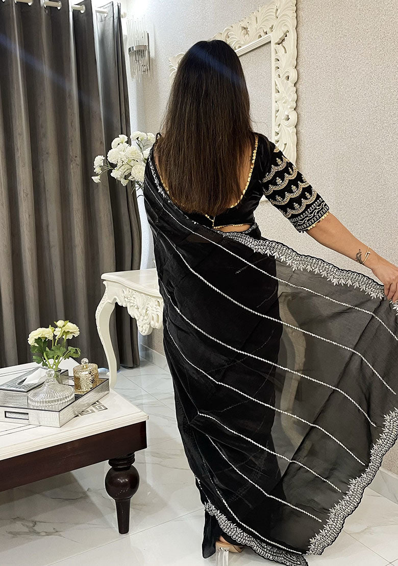 Black Sequin Zari Embroidered Jimmy Choo