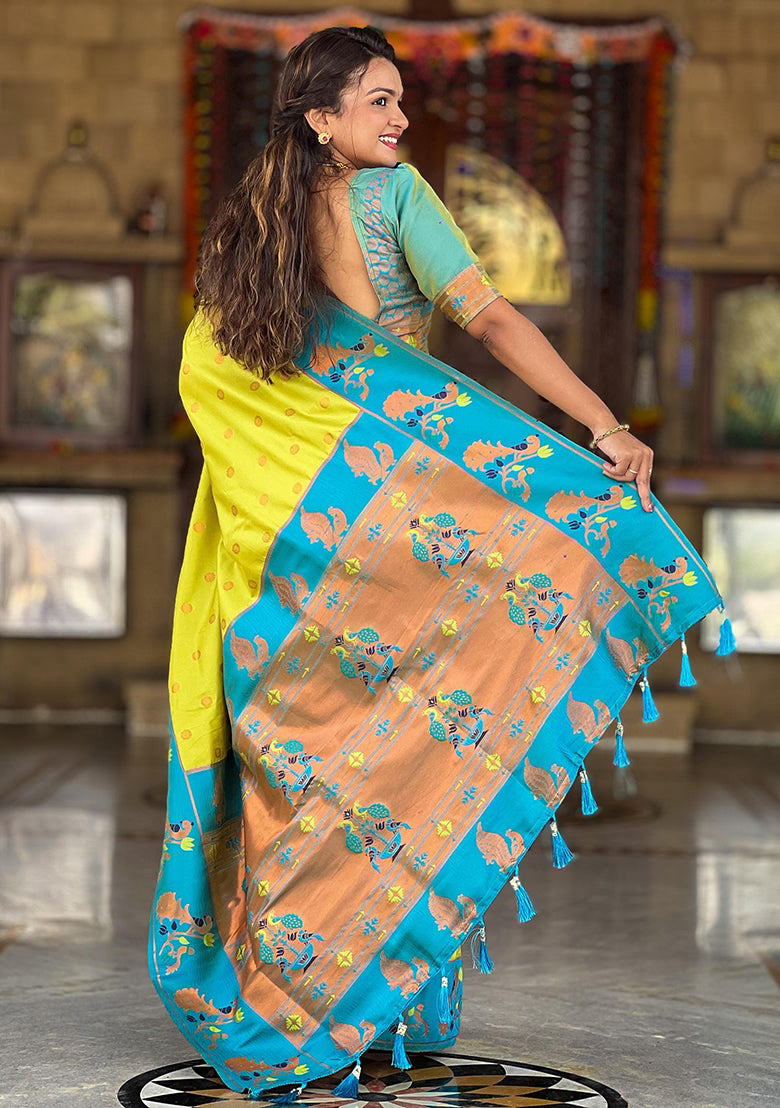 Popati Green Woven Design Paithani Silk Saree