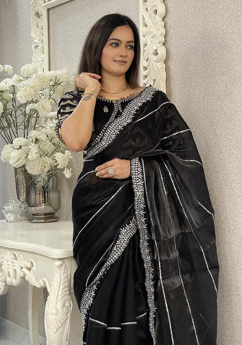 Black Sequin Zari Embroidered Jimmy Choo