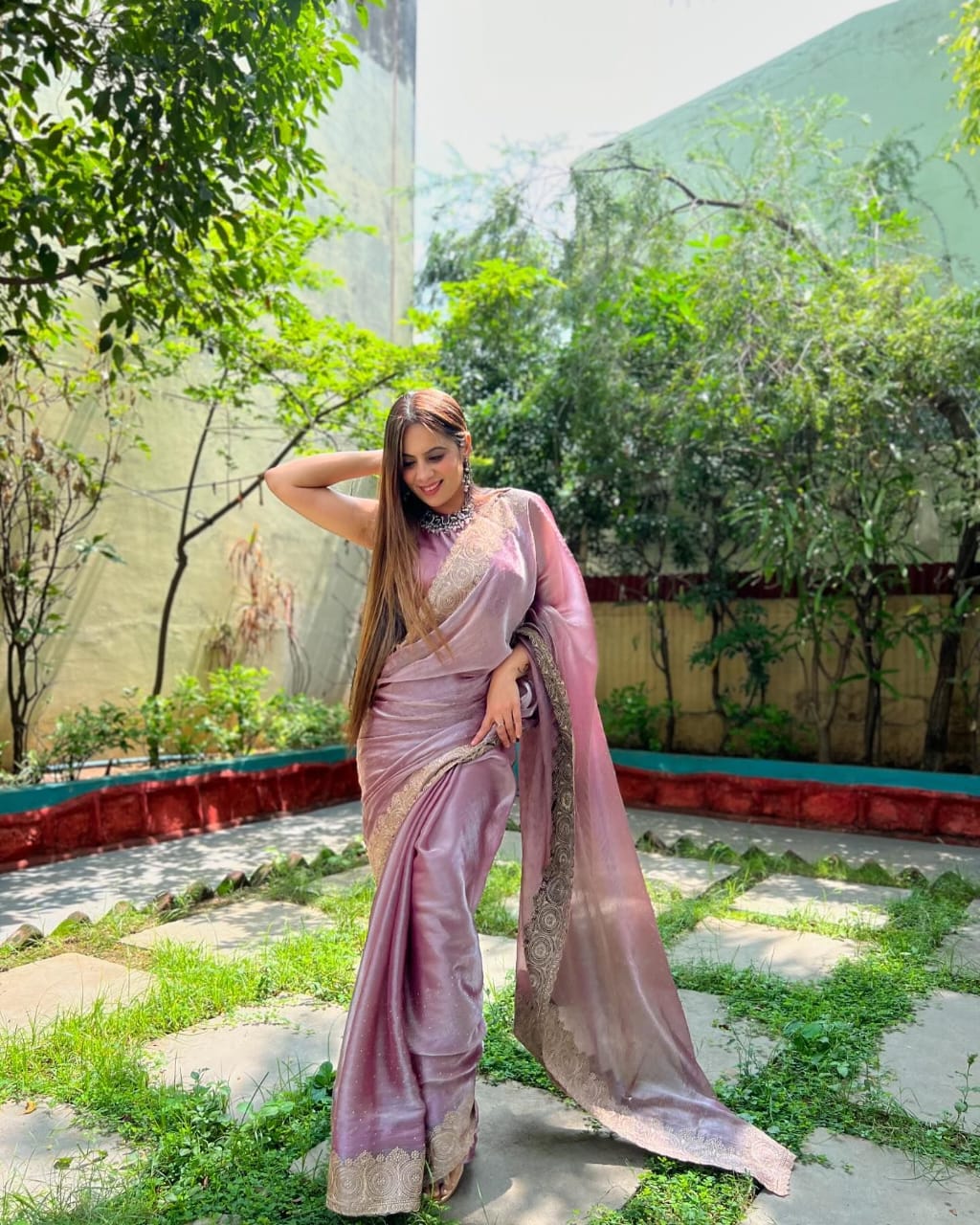 Beautiful Burberry Jimmy Choo silk saree