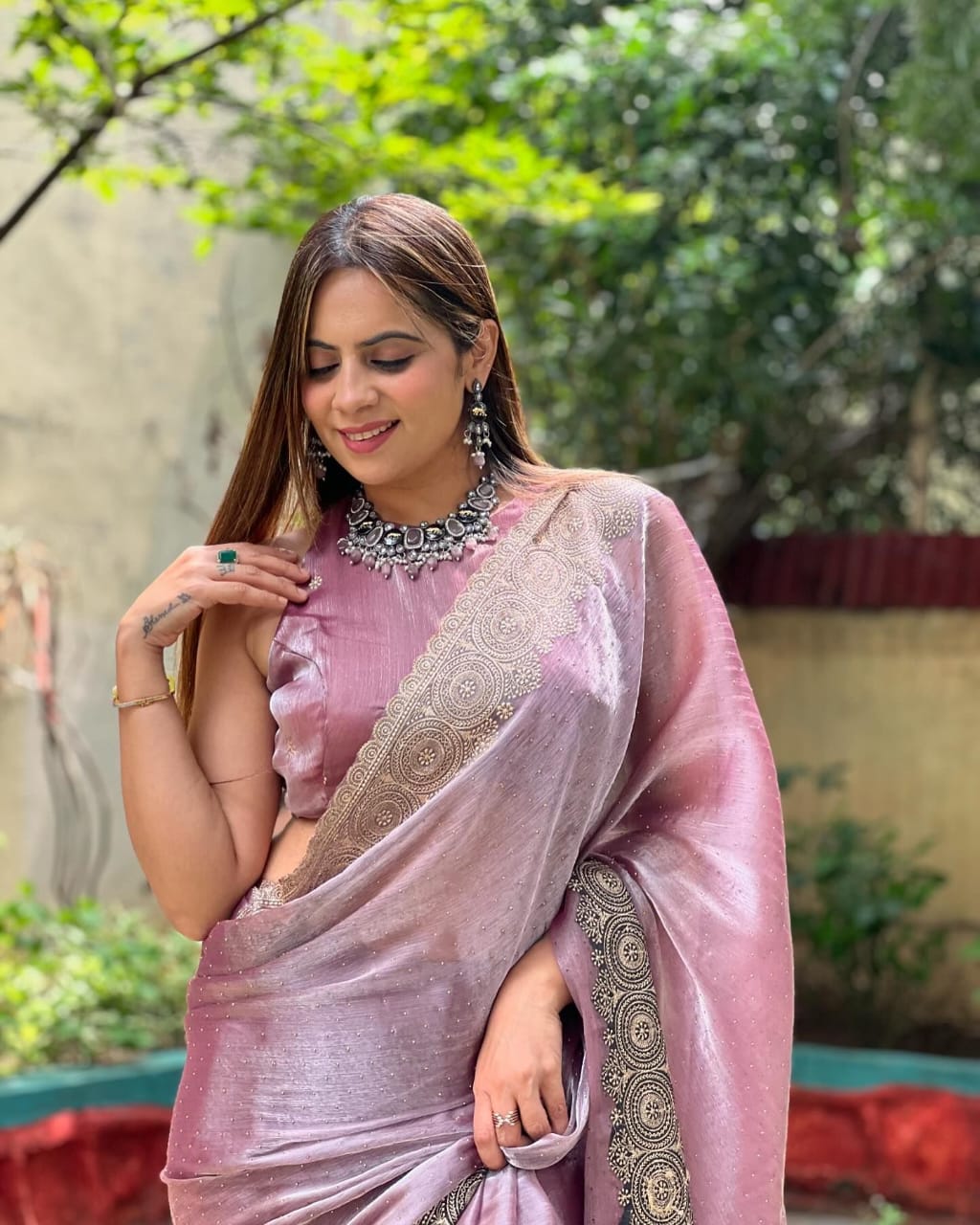 Beautiful Burberry Jimmy Choo silk saree