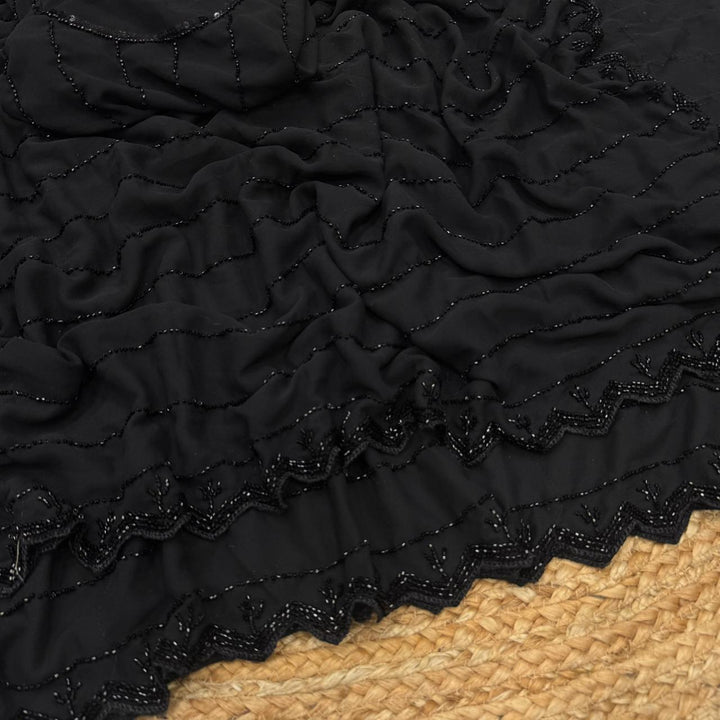 Black-Beads-Work-Pure-Fox-Georgette-Partywear-Saree