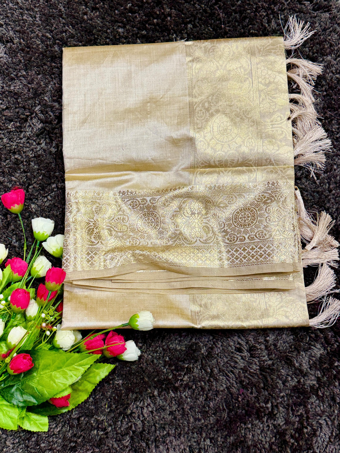Bleach White Banarasi Katan Silk
