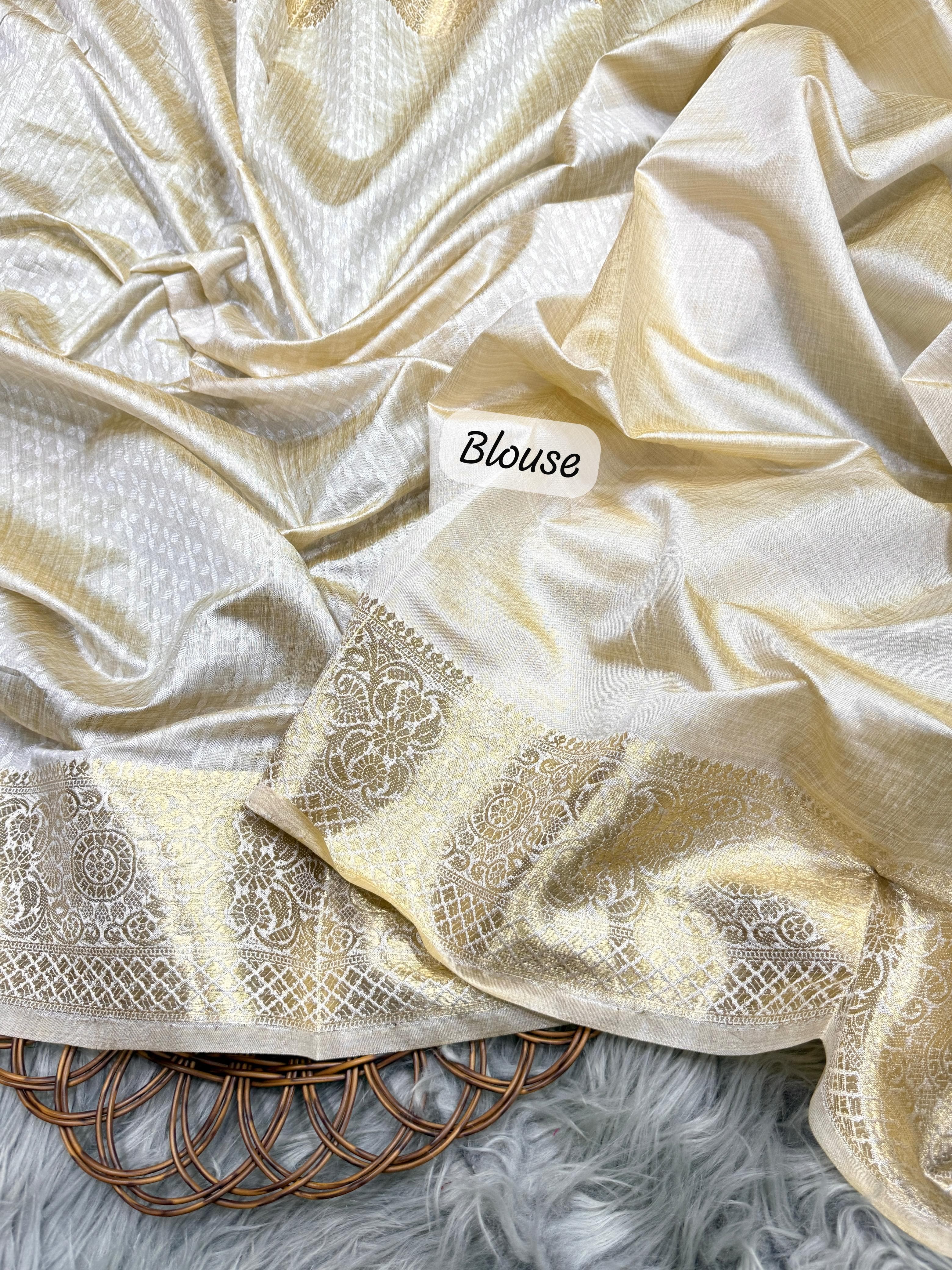 Bleach White Banarasi Katan Silk