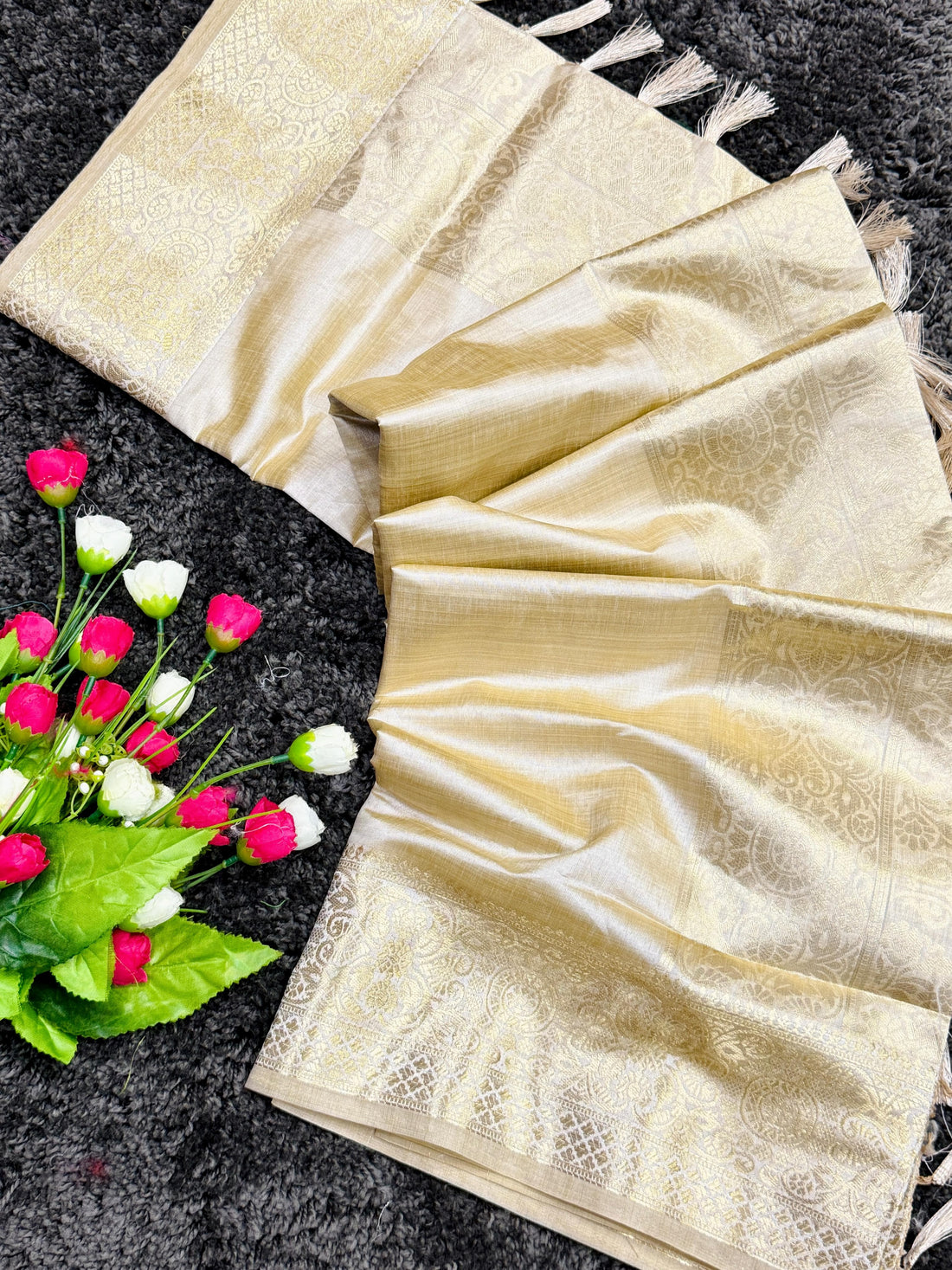 Bleach White Banarasi Katan Silk