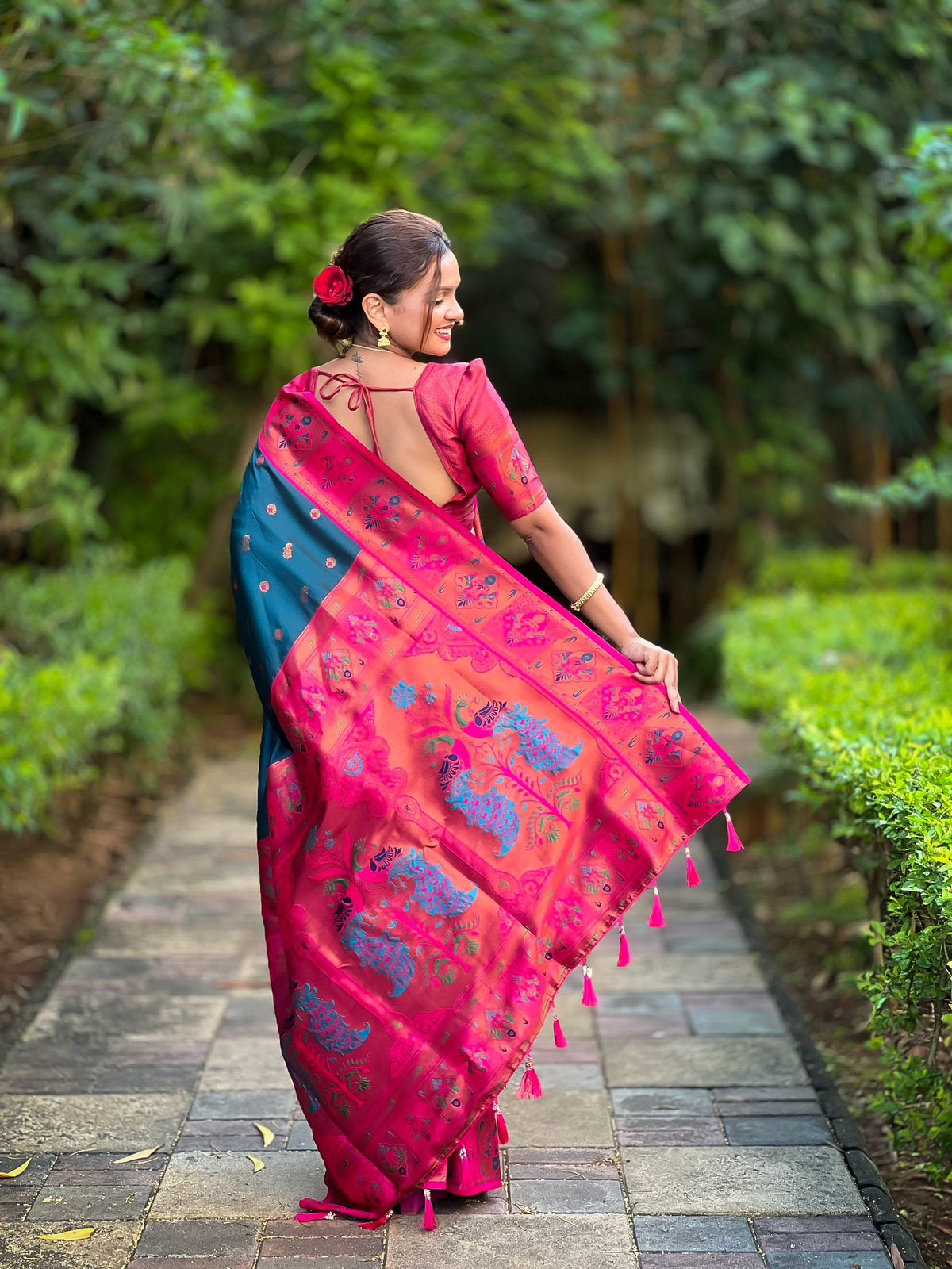 Blue Woven Design Paithani Silk Saree