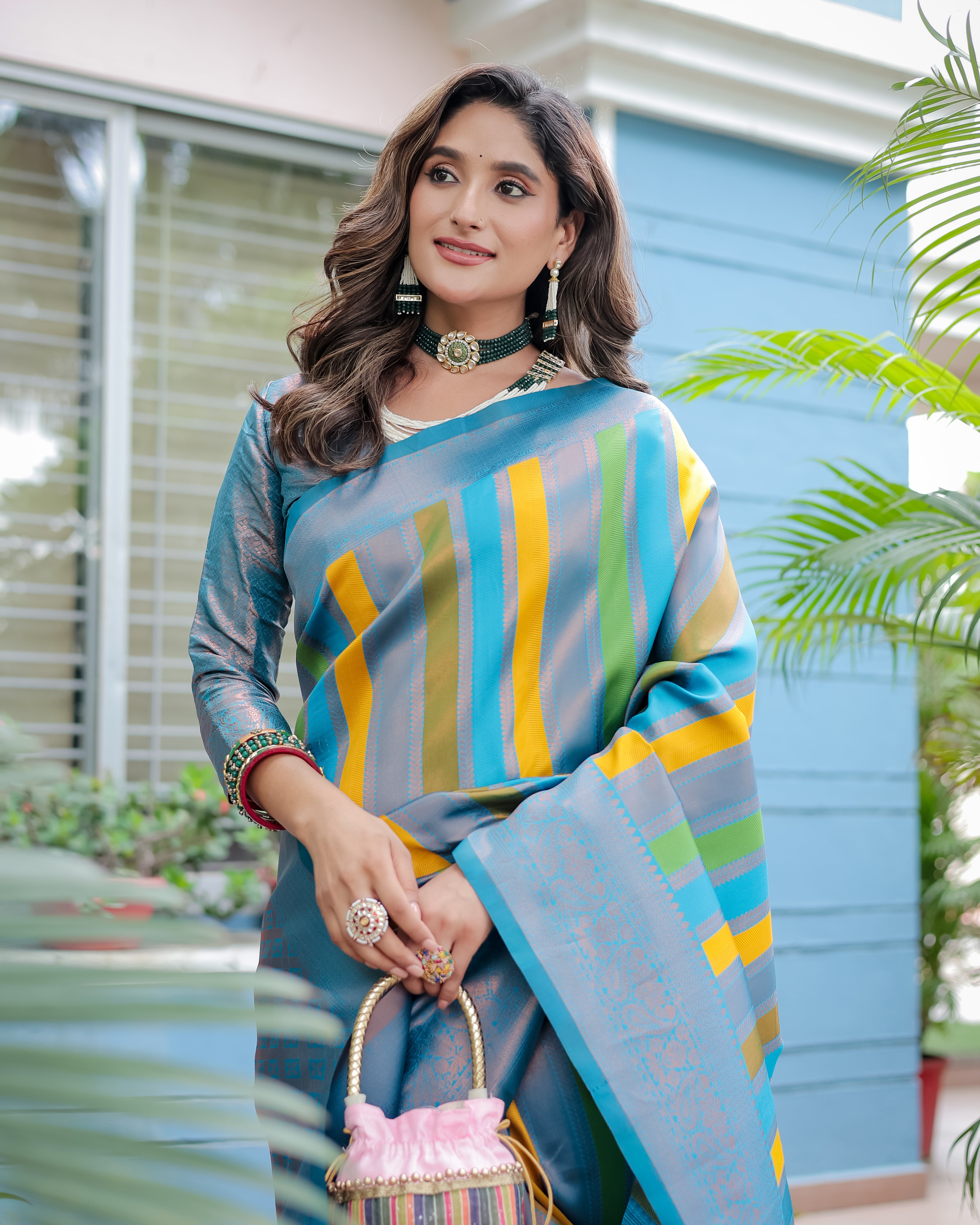 Blue Pure Soft Semi Kanjivaram Pattu Silk Saree