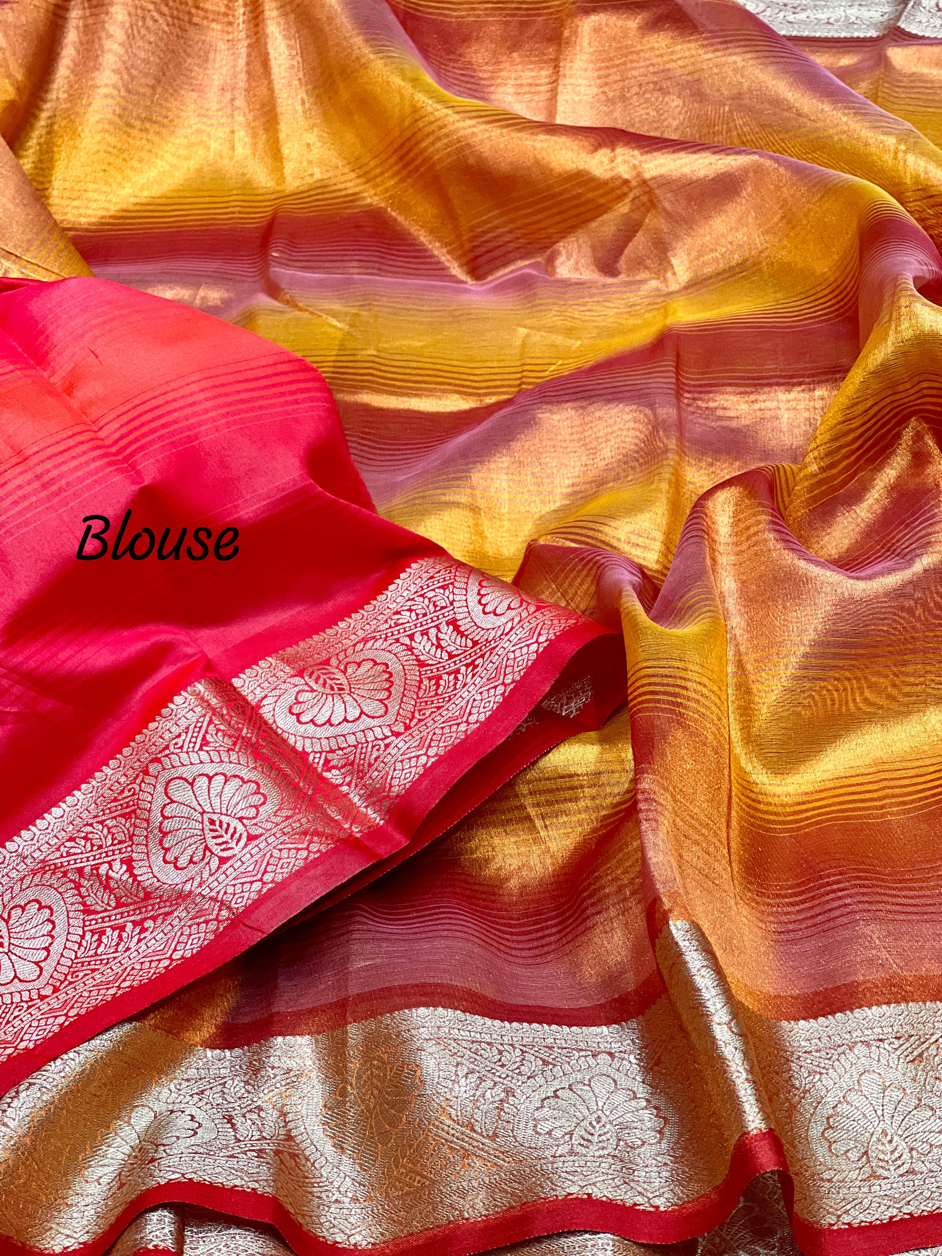 Brink Pink Rangkart Pattern Soft Banarsi Silk Saree