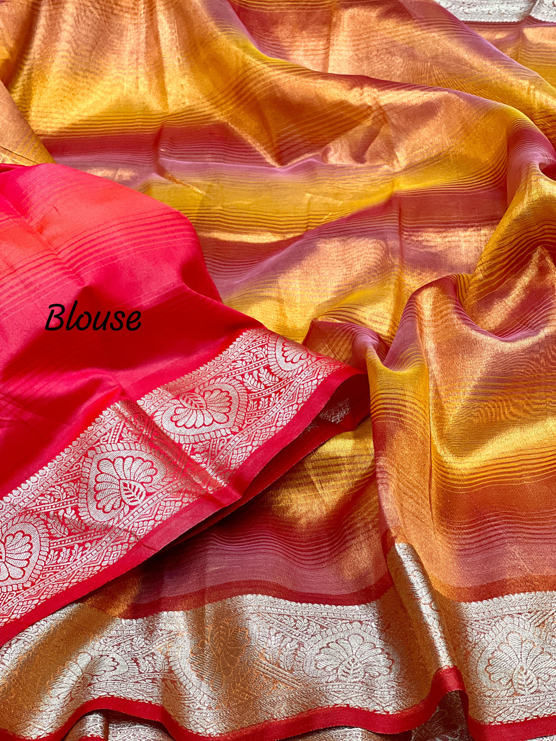 Brink Pink Rangkart Pattern Soft Banarsi Silk Saree