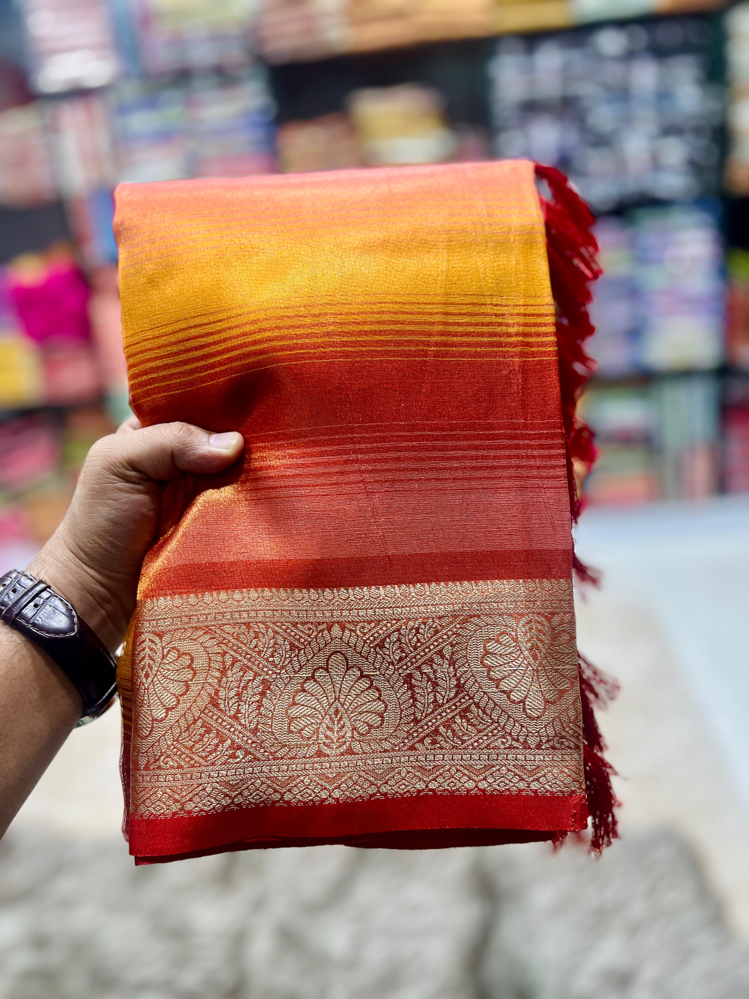 Brink Pink Rangkart Pattern Soft Banarsi Silk Saree