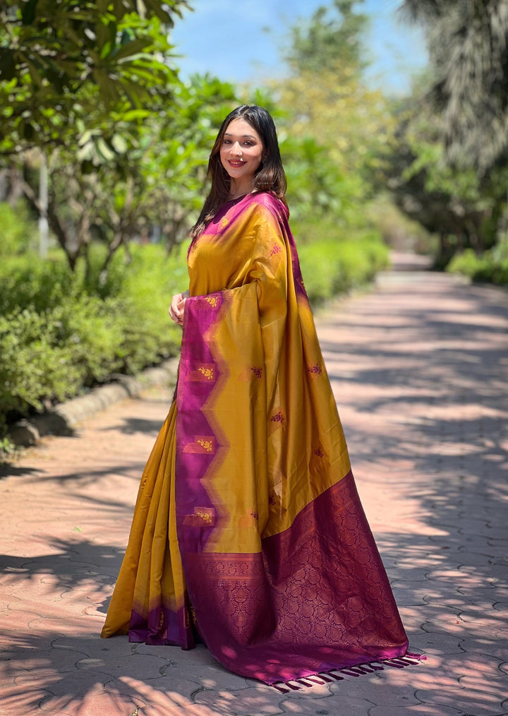 Brownish Orange Pure Kanjivaram Full Zari Silk Saree
