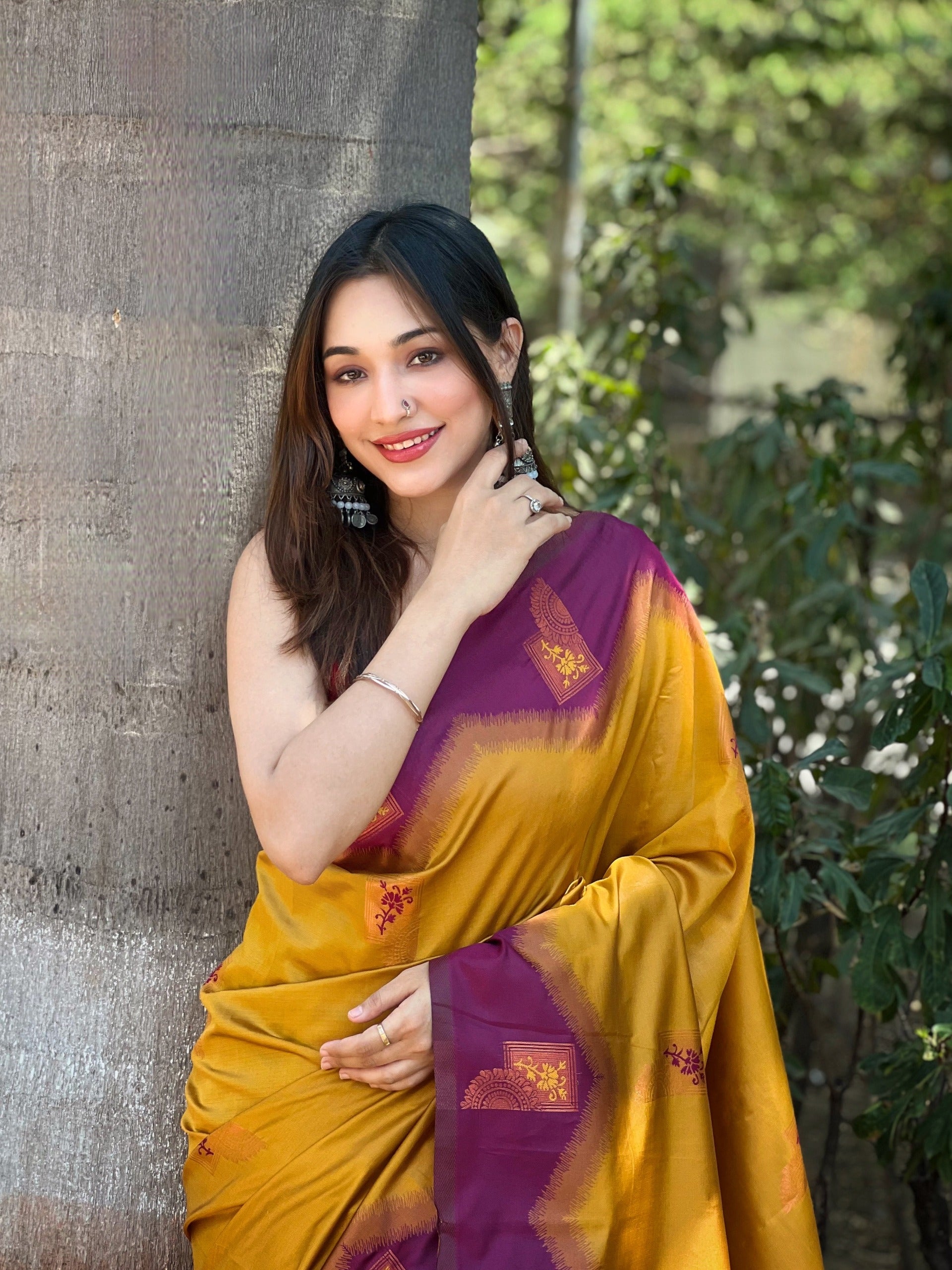 Brownish Orange Pure Kanjivaram Full Zari Silk Saree