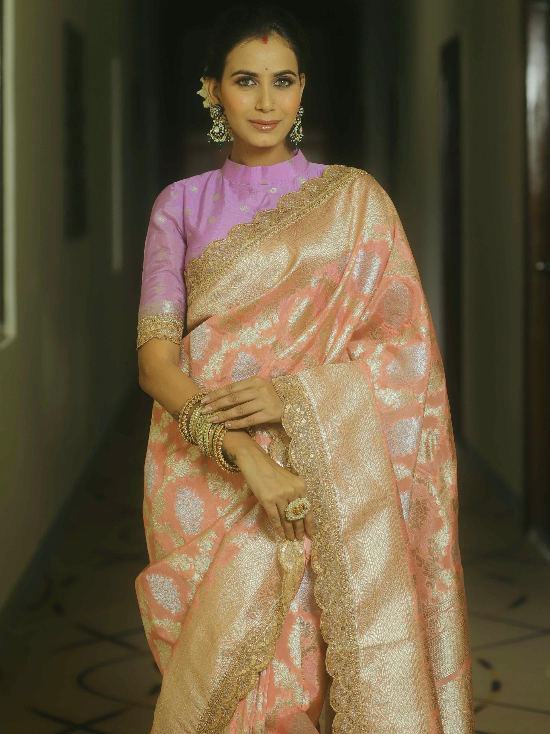 Burning sand banarsi katan silk saree