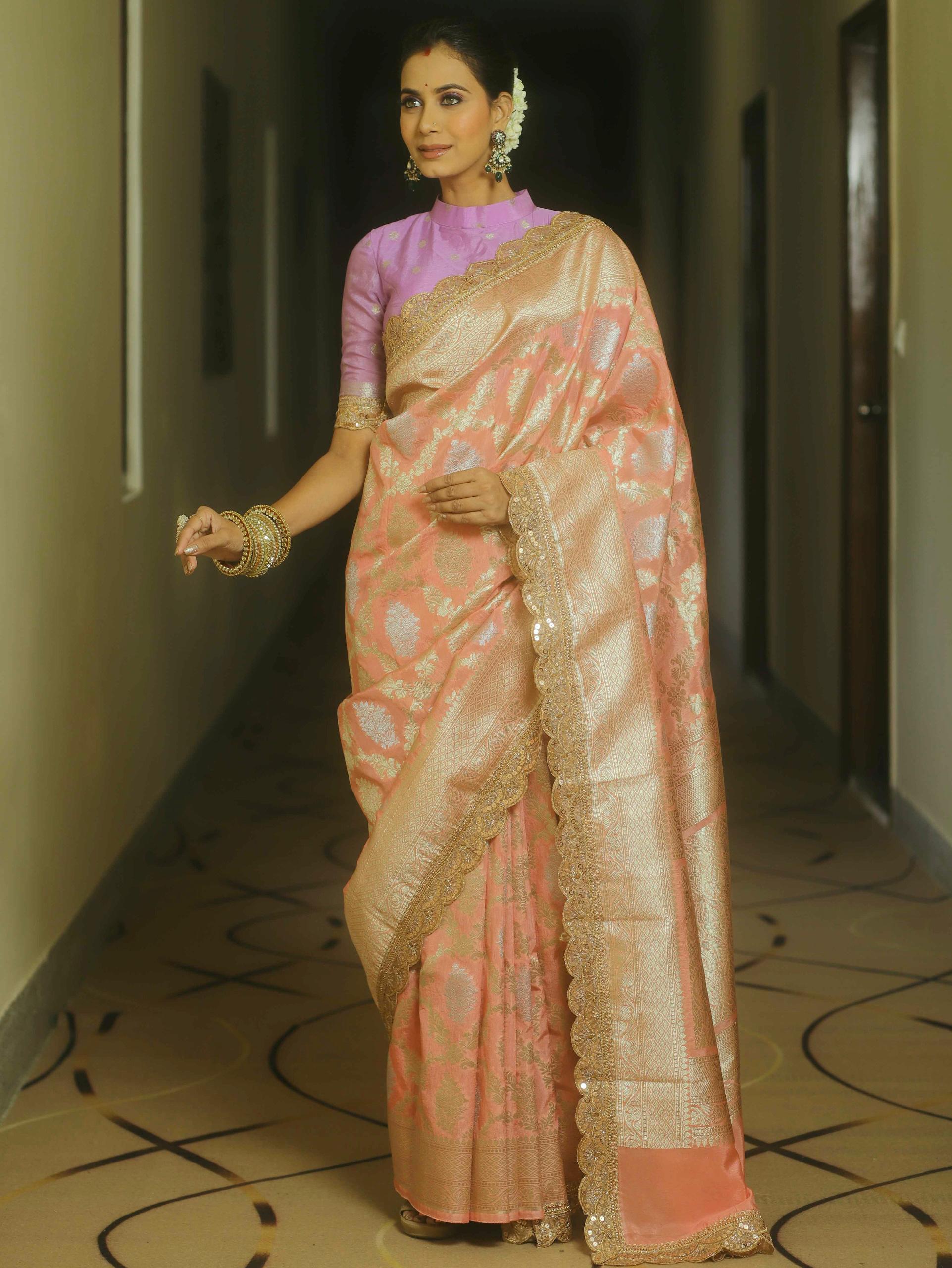 Burning sand banarsi katan silk saree