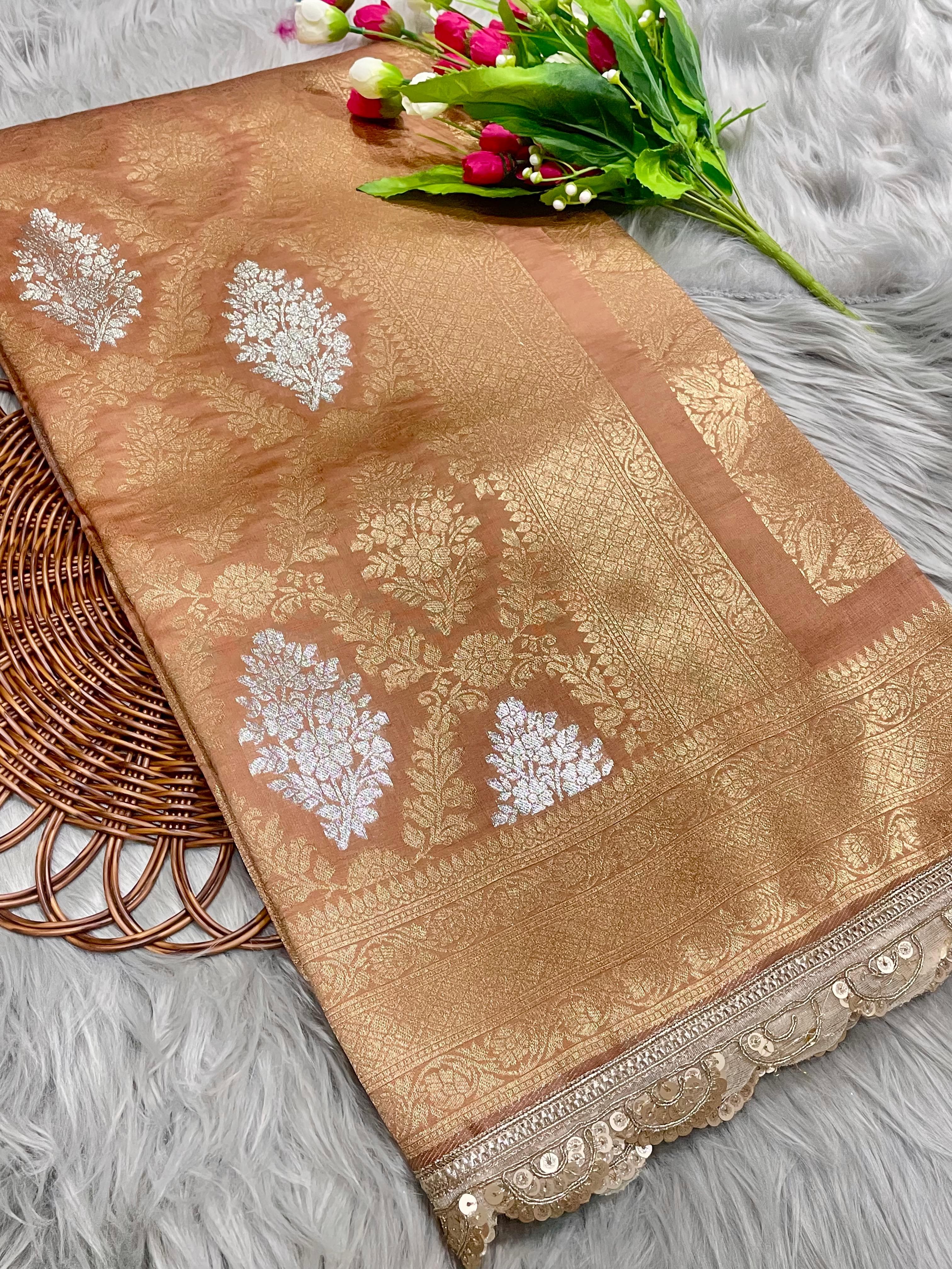 Burning sand banarsi katan silk saree