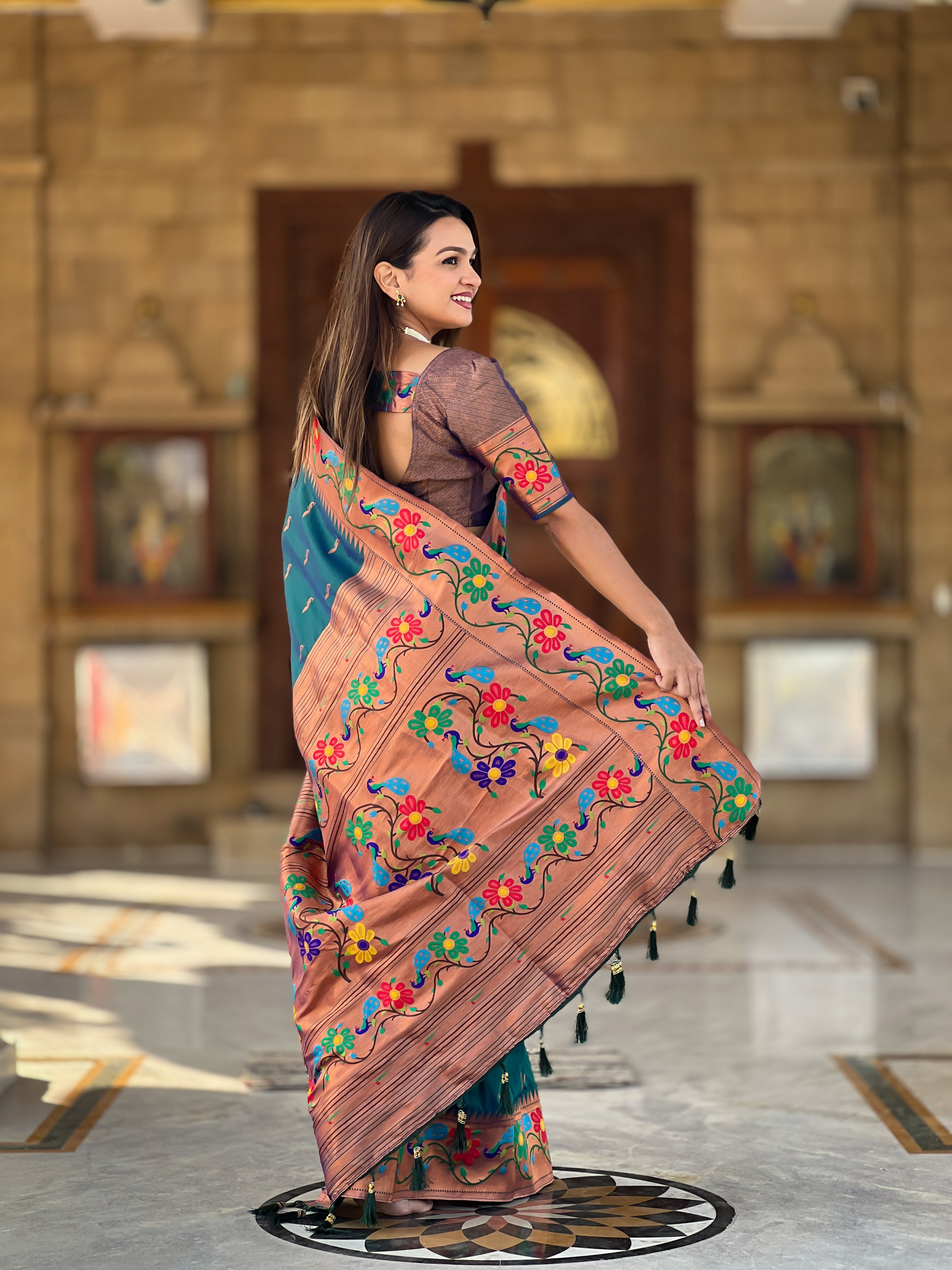 Chathams Blue Anuradha Paithani