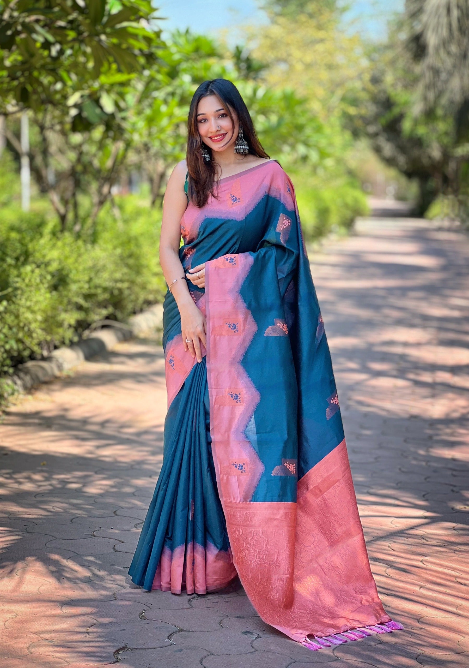 Chathams Blue Pure Kanjivaram Full Zari Silk Saree