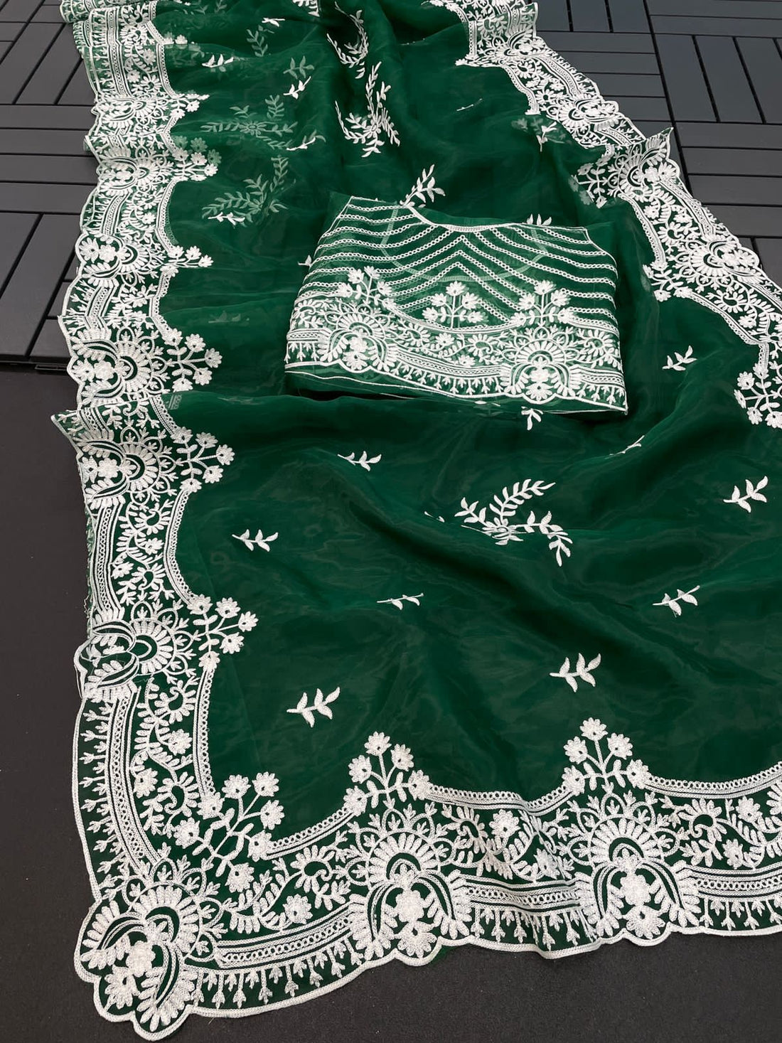 ChicCholi Hand Emrodiery Organza Saree