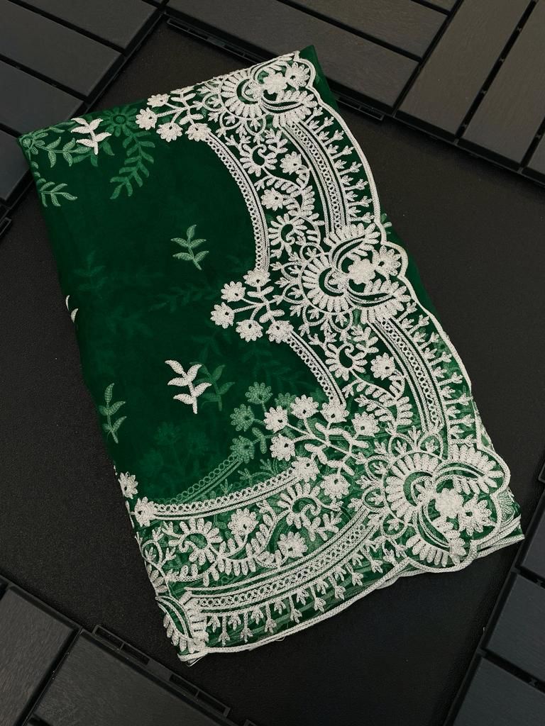 ChicCholi Hand Emrodiery Organza Saree