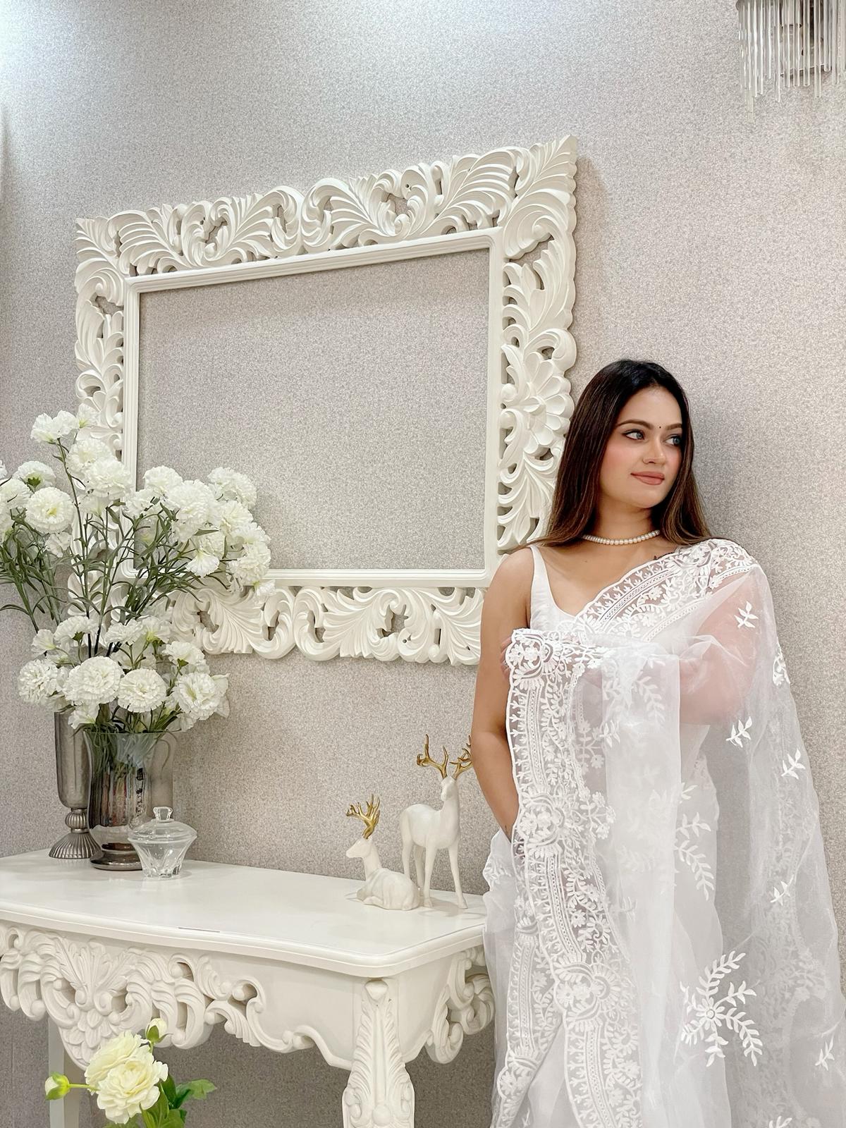 ChicCholi Hand Emrodiery Organza Saree