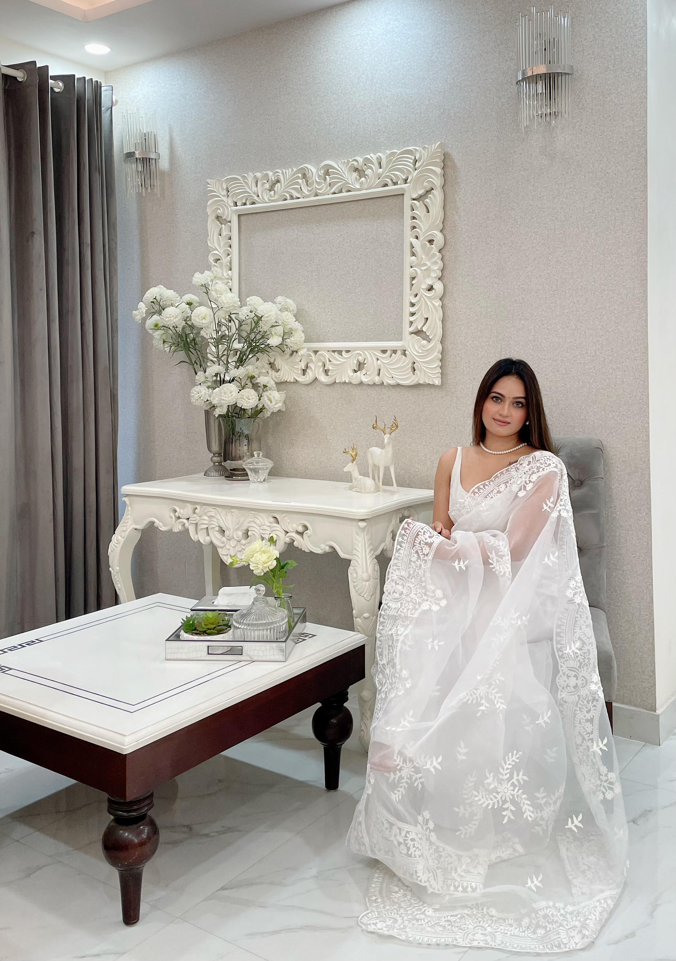 ChicCholi Hand Emrodiery Organza Saree