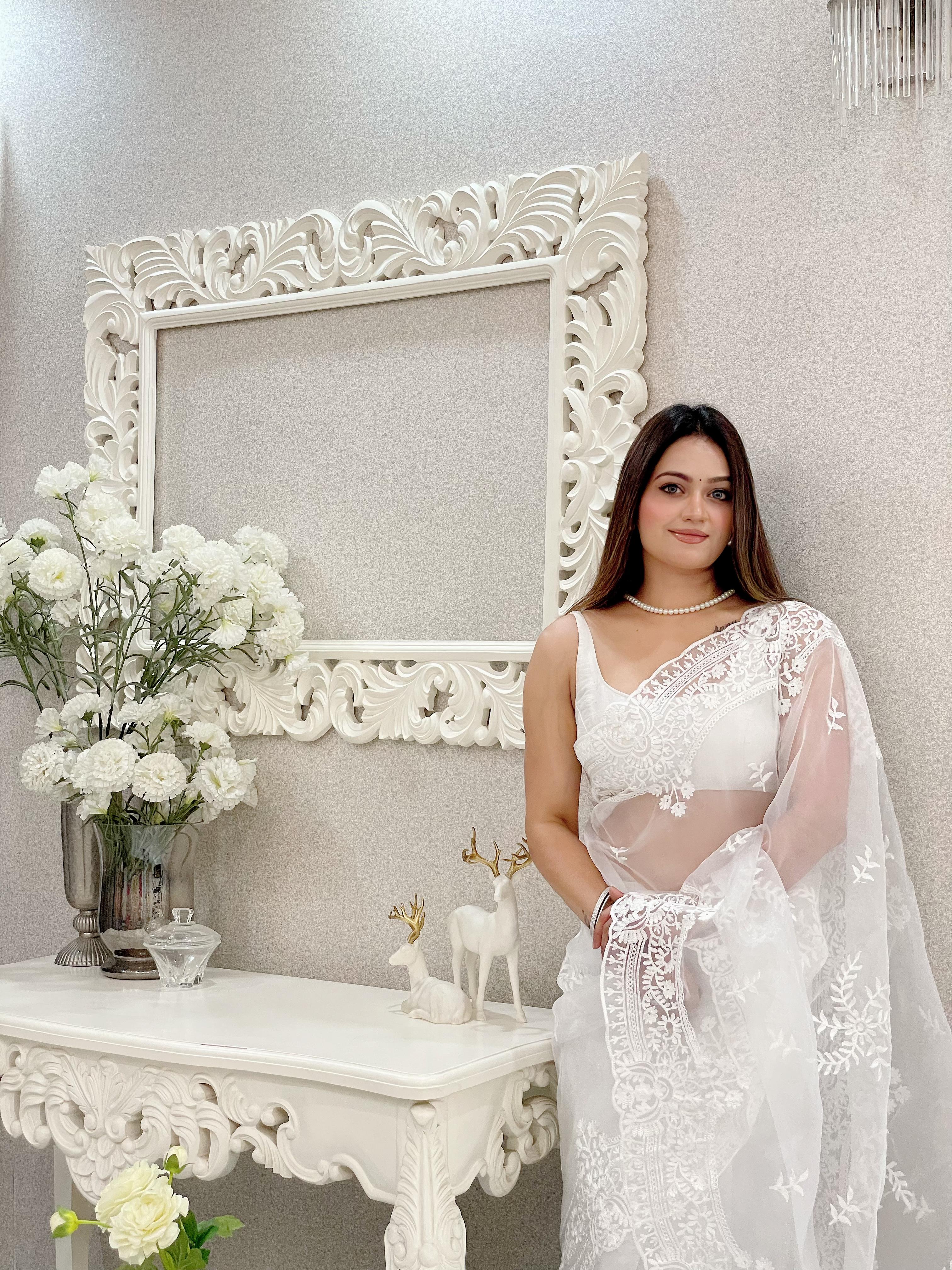 ChicCholi Hand Emrodiery Organza Saree