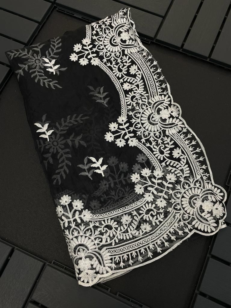 ChicCholi Hand Emrodiery Organza Saree