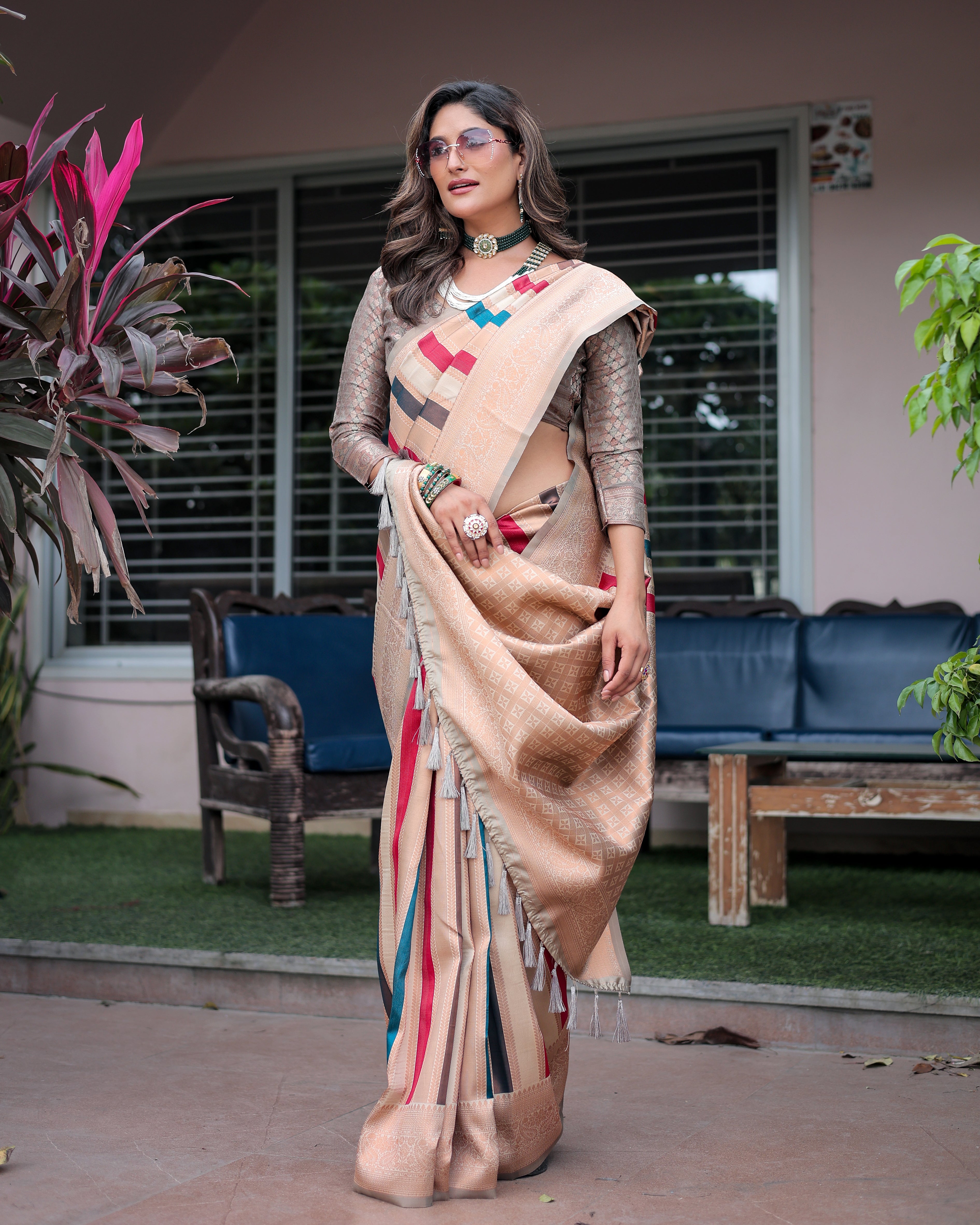 Cream Pure Soft Semi Kanjivaram Pattu Silk Saree