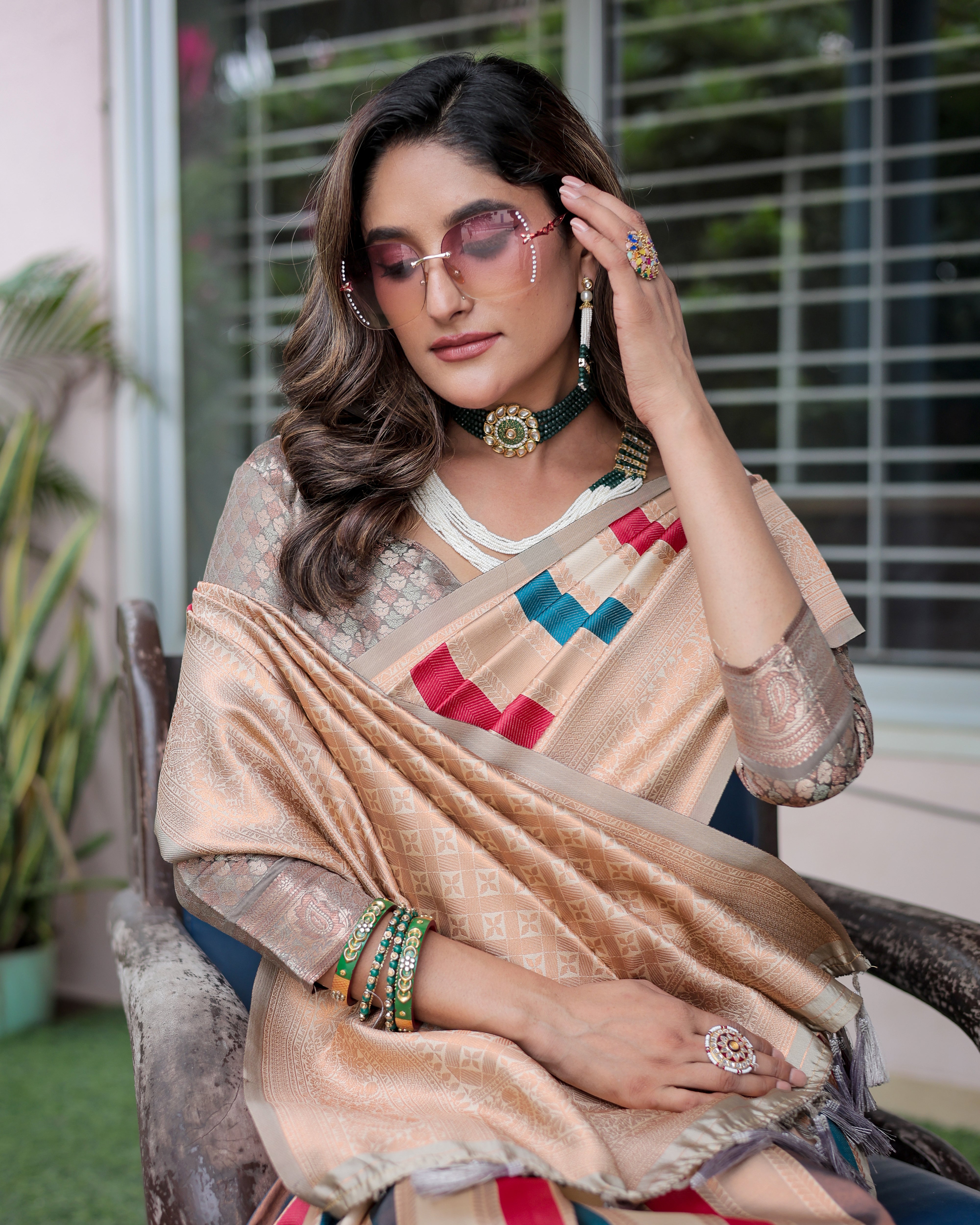 Cream Pure Soft Semi Kanjivaram Pattu Silk Saree