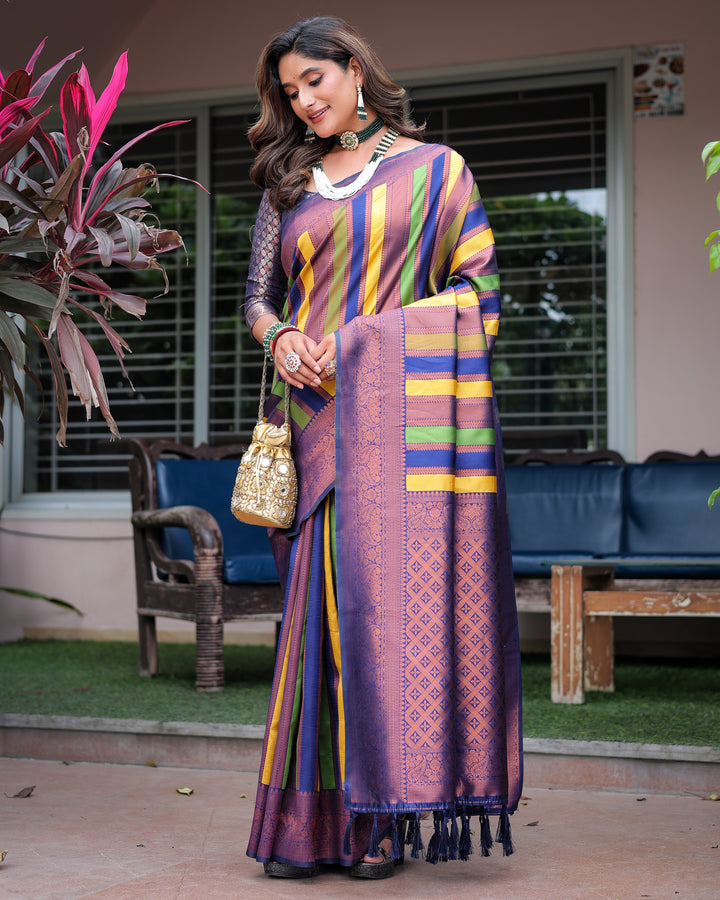 Dirty Purple Pure Soft Semi Kanjivaram Pattu Silk Saree