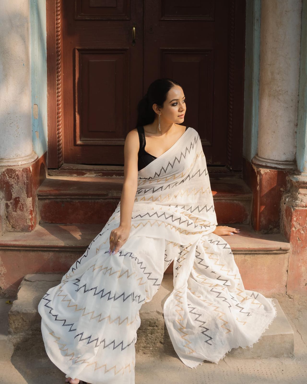 Faux Georgette Daily Wear Thread Work Saree