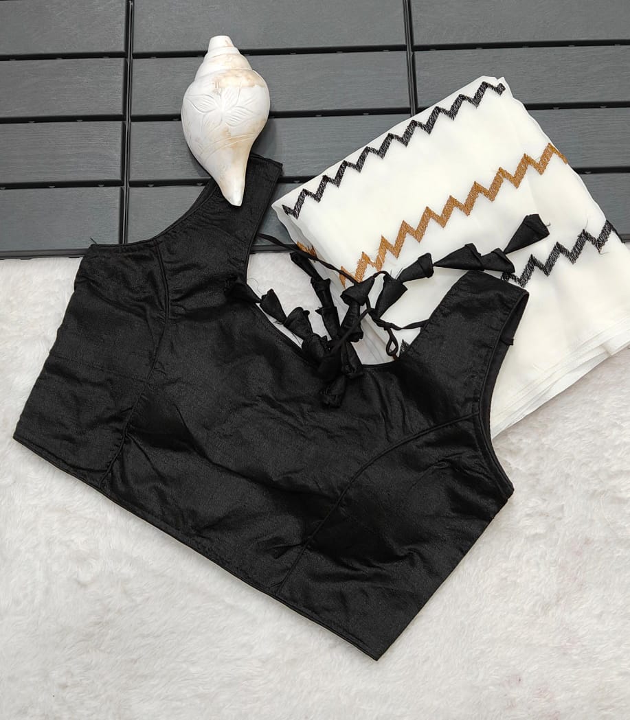 Faux Georgette Daily Wear Thread Work Saree