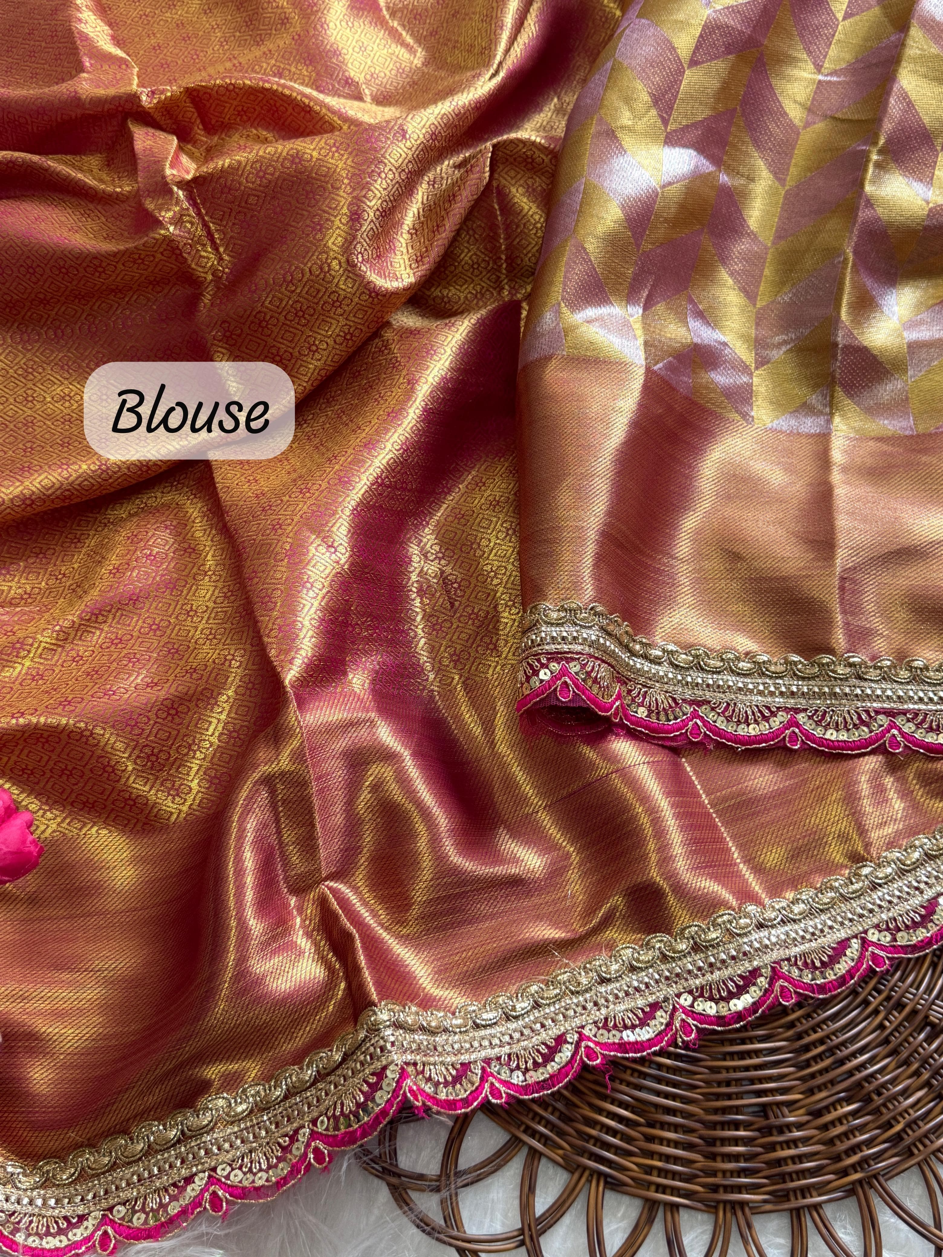 Golden Banarsi Handloom Tissue Silk Saree