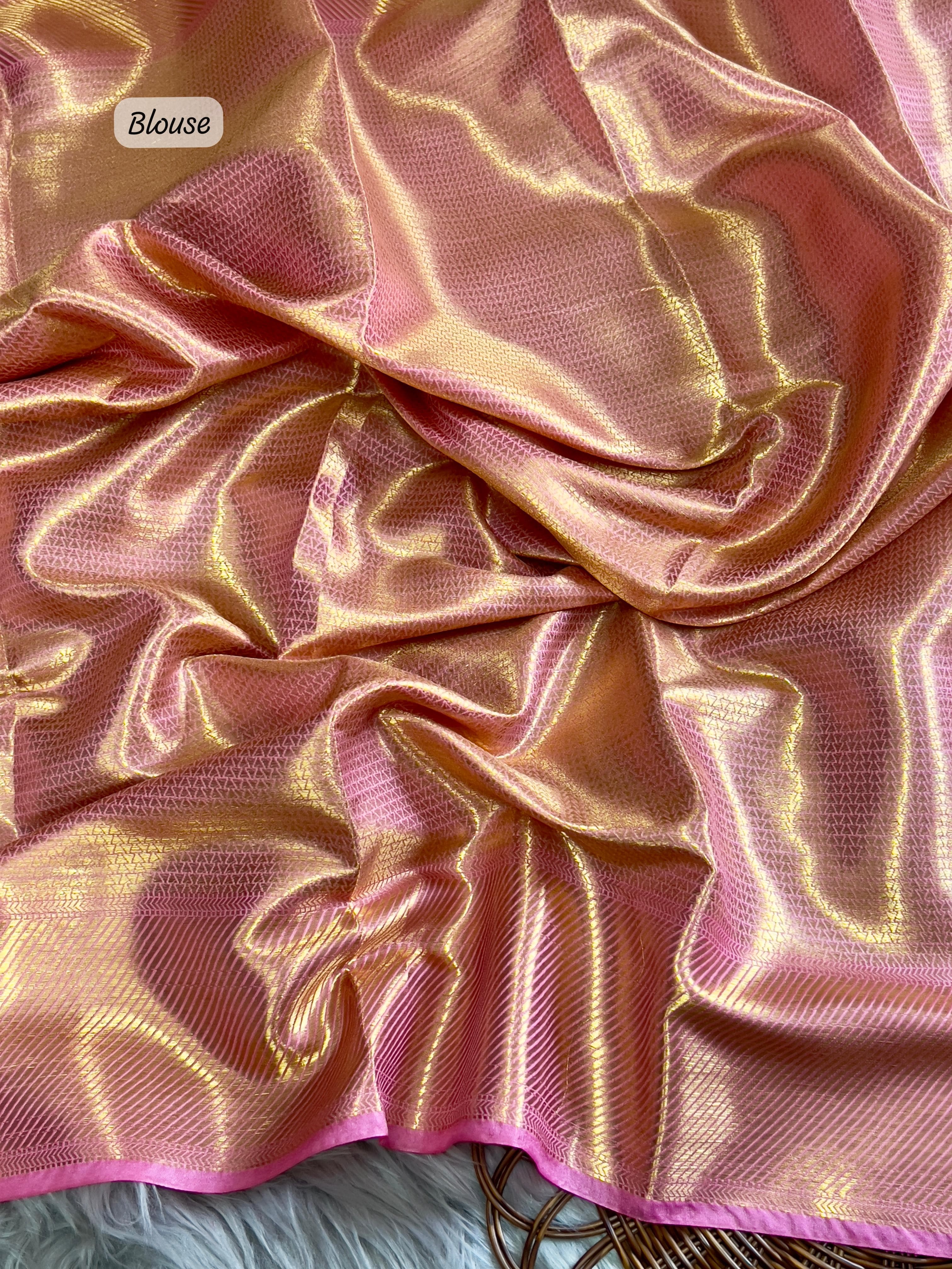 Golden Glow Banarsi Handloom Golden Tissue Zari Silk Saree