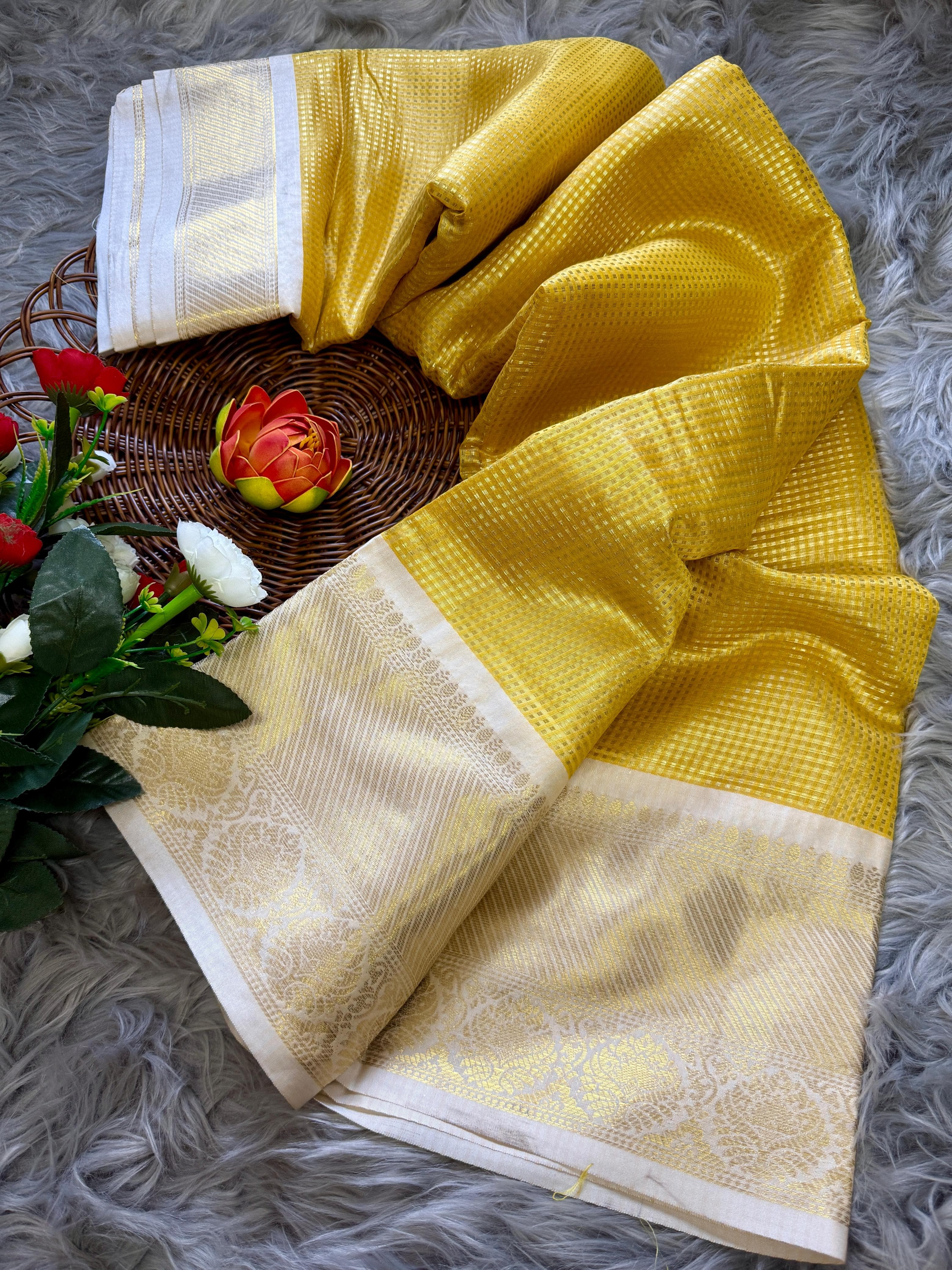 Golden Grace Banarsi Silk Saree