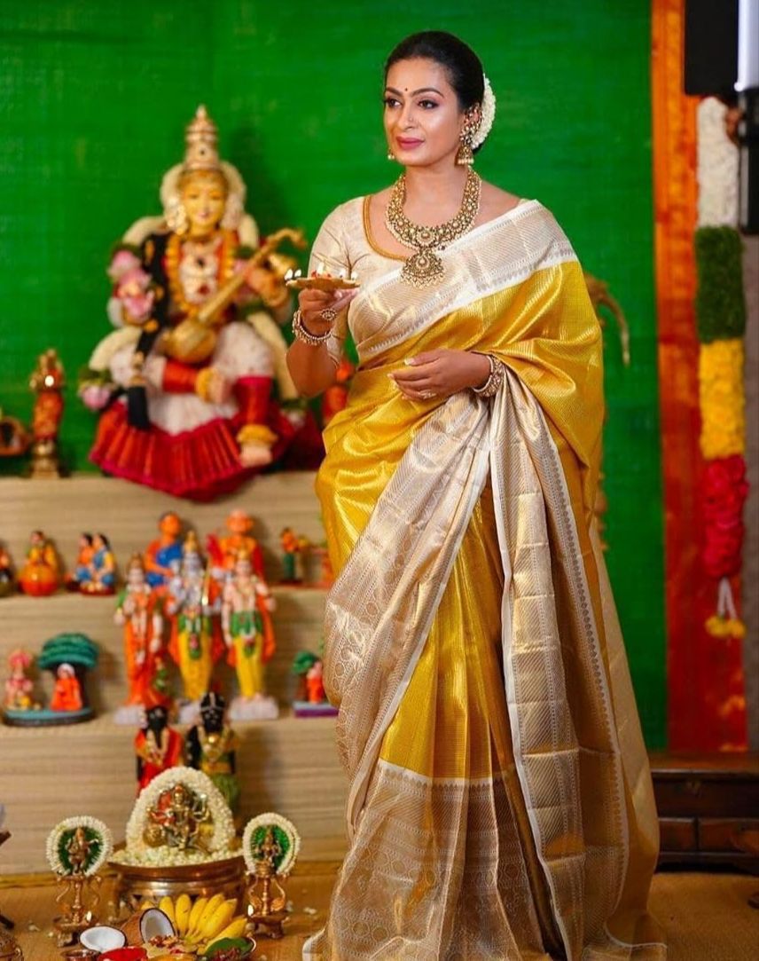 Golden Grace Banarsi Silk Saree