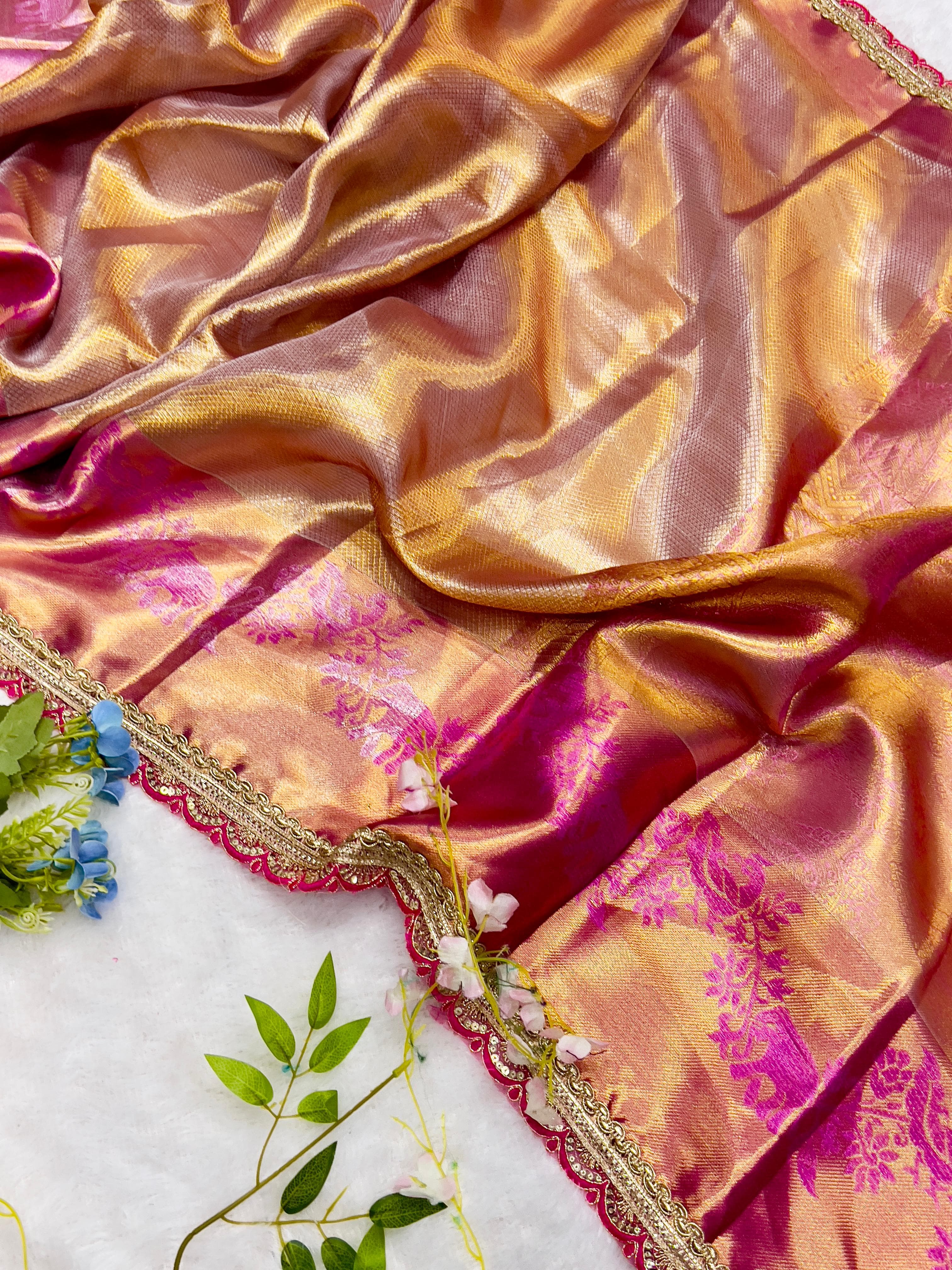 Harvest Gold Traditional Banarsi Handloom Tissue Silk Saree