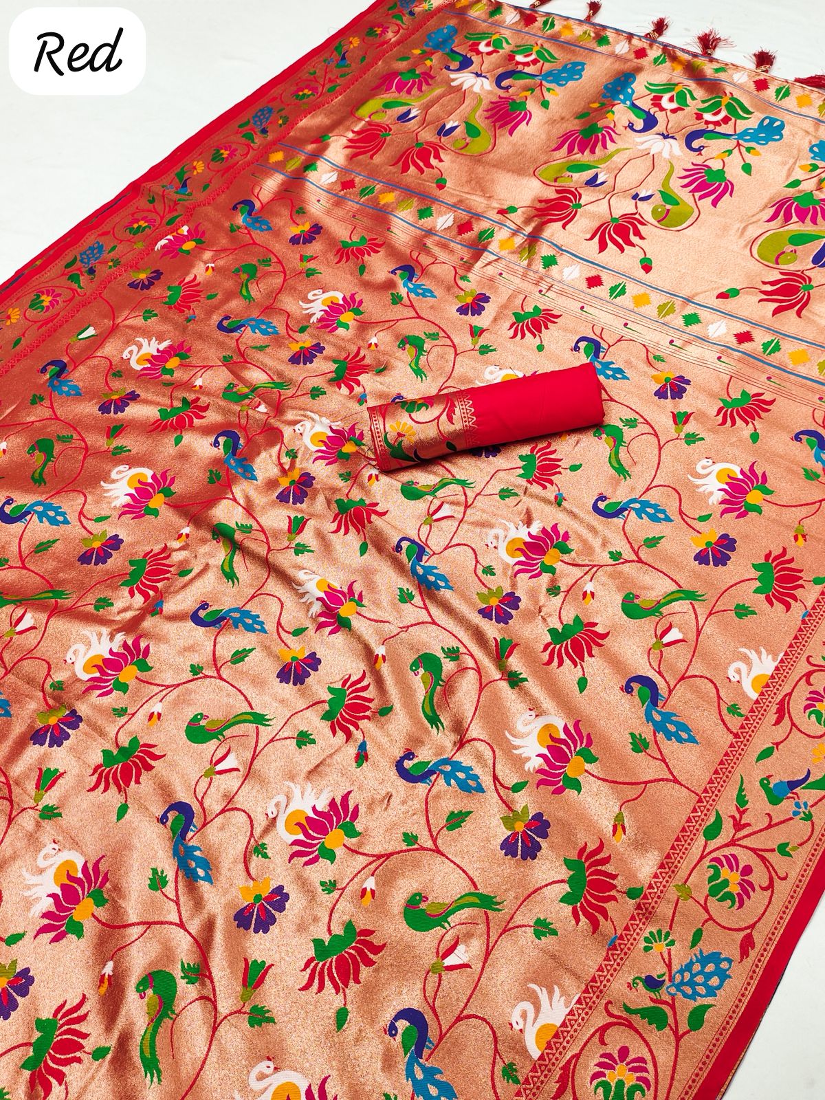 Pink Woven Meenakari Design Soft Paithani Silk Saree