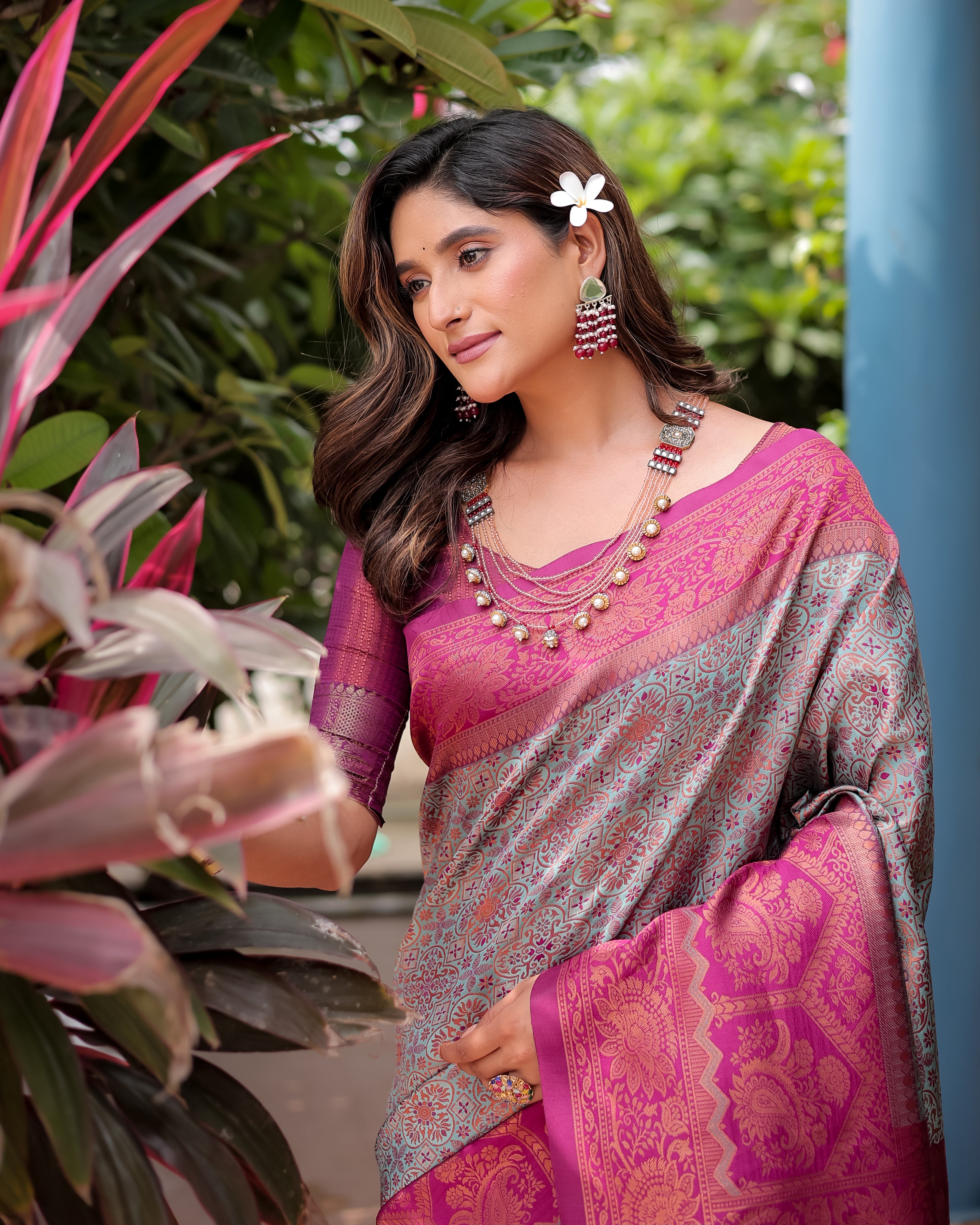 Lavender Designer Tassels Premium Banarsi Silk Saree