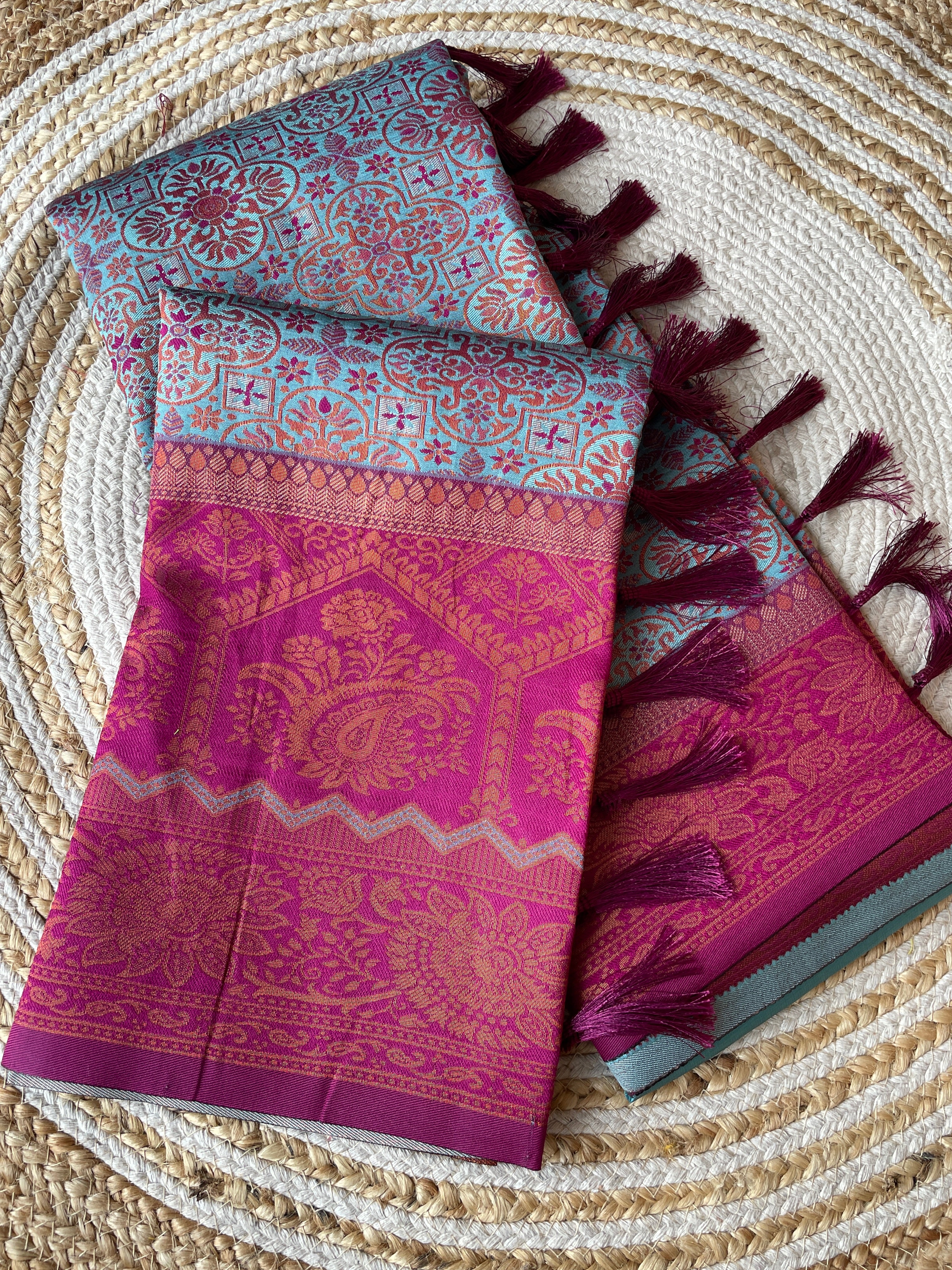 Lavender Designer Tassels Premium Banarsi Silk Saree