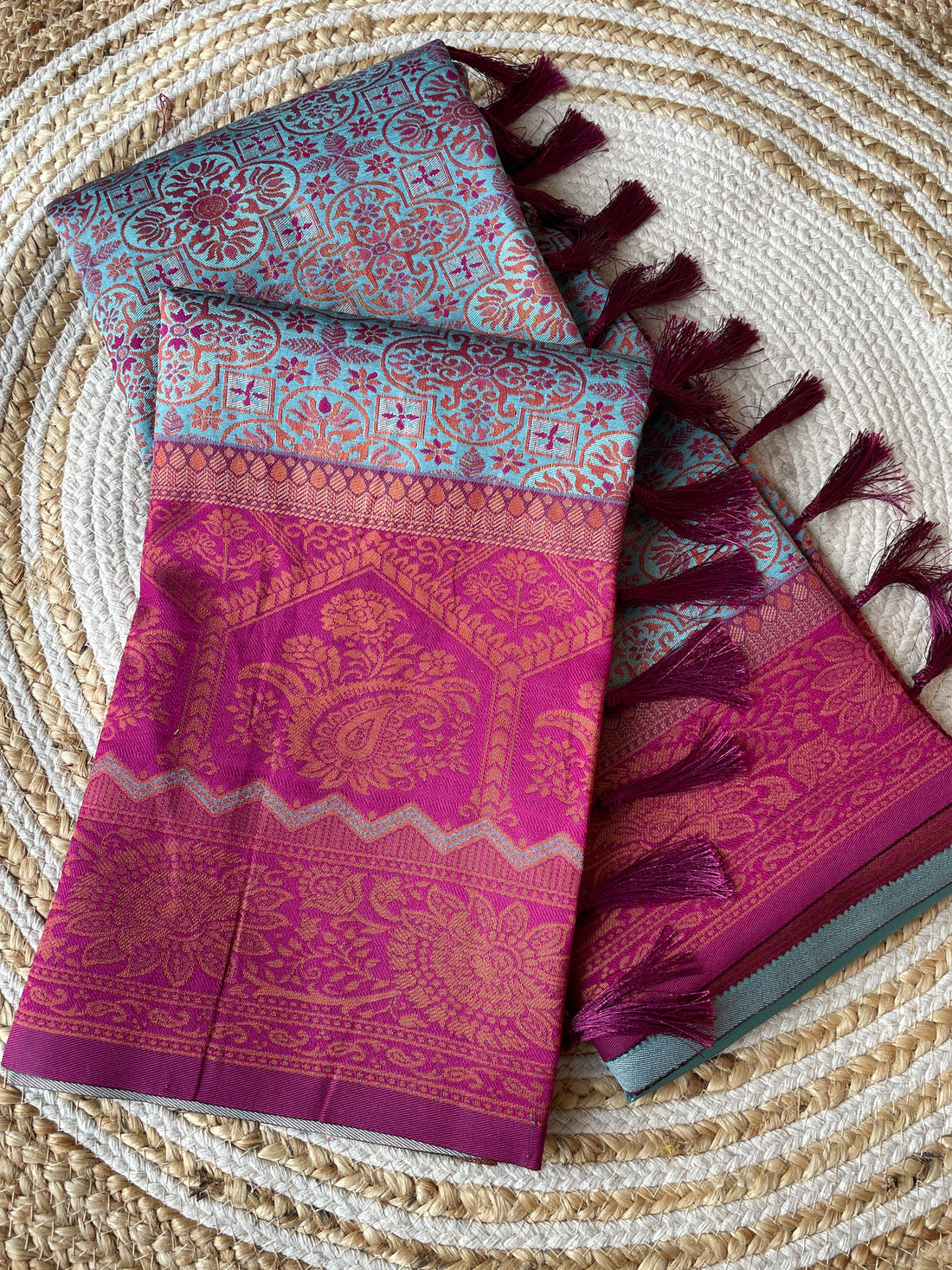Lavender Designer Tassels Premium Banarsi Silk Saree