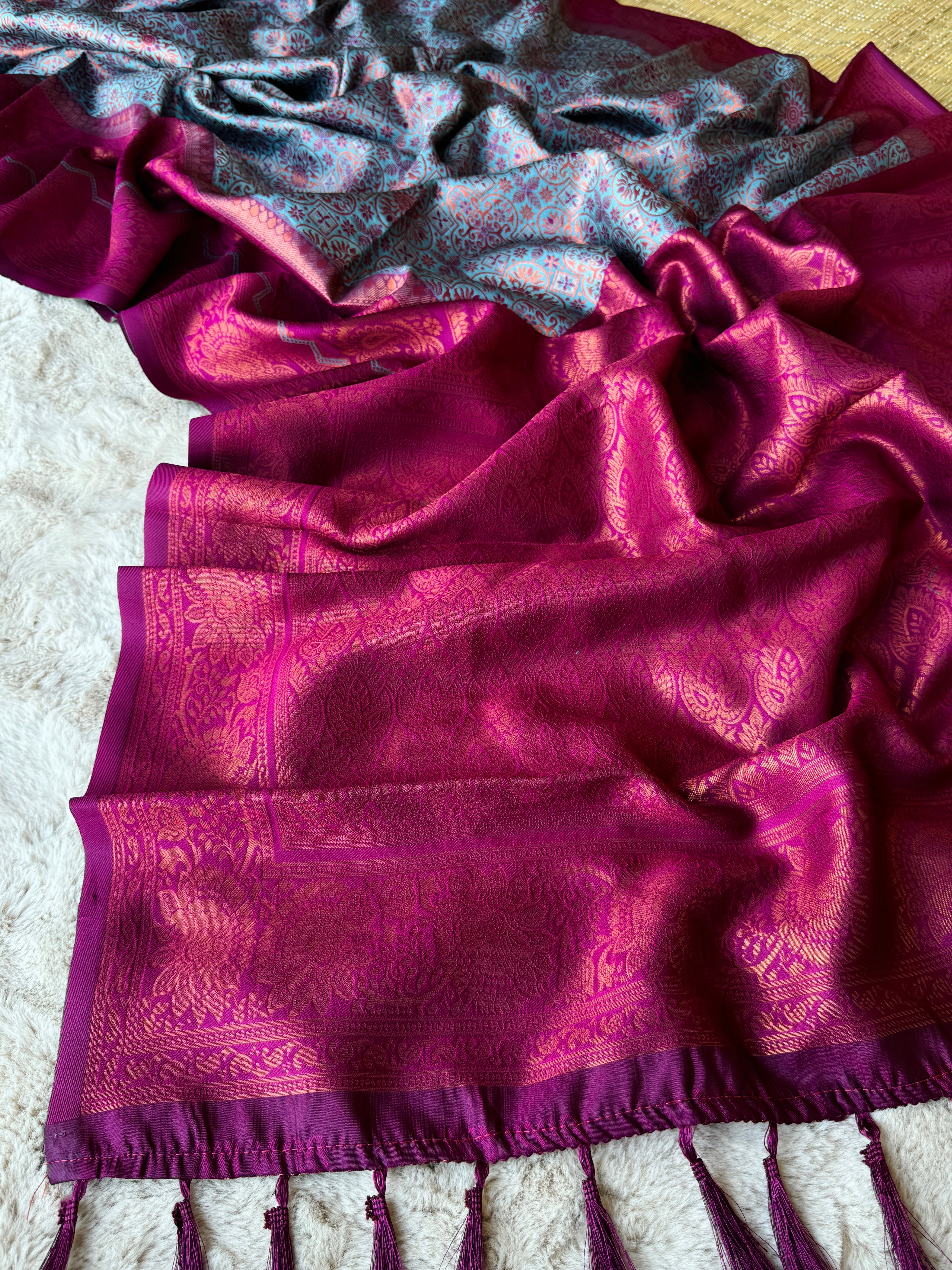 Lavender Designer Tassels Premium Banarsi Silk Saree