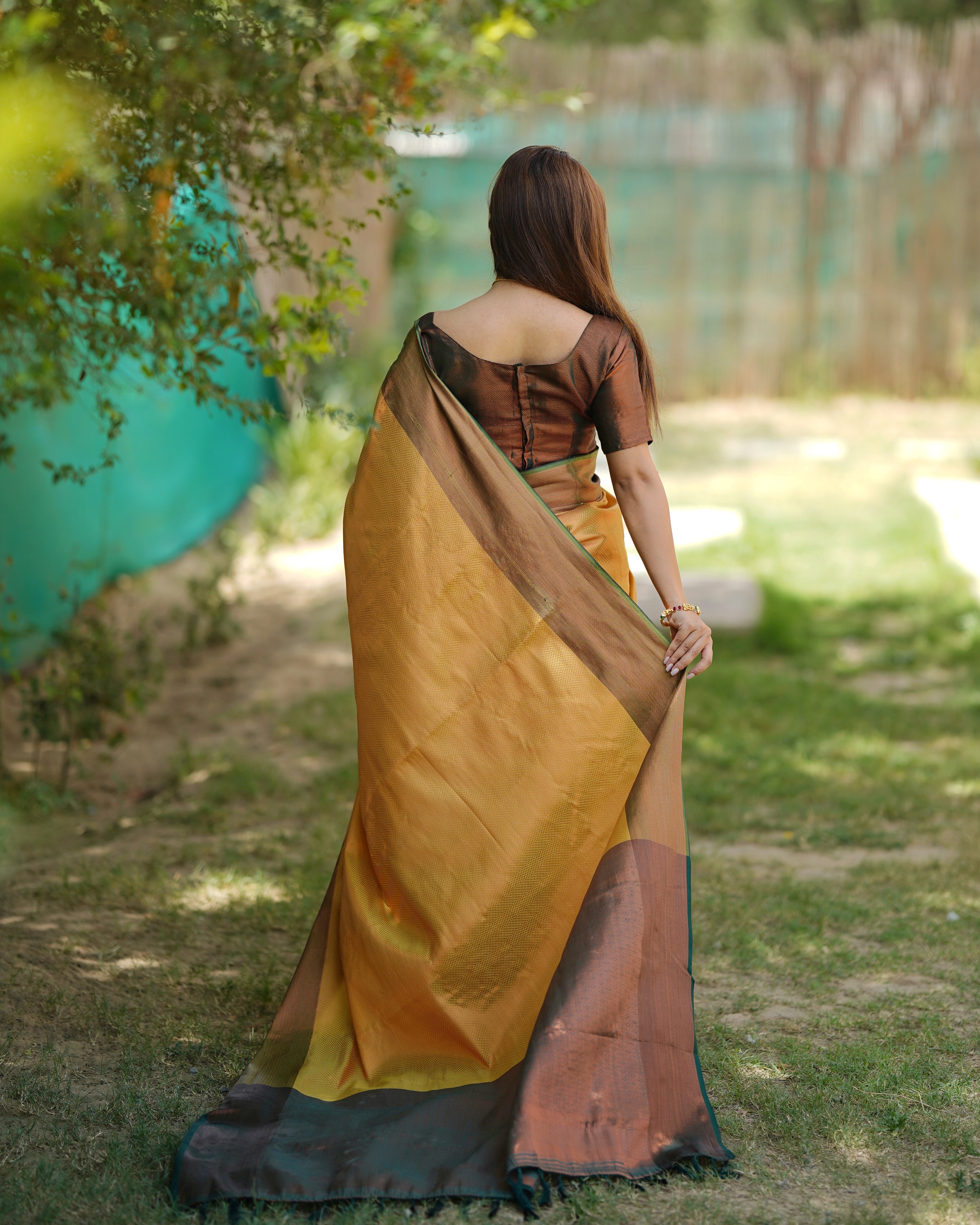 Lemon Yellow Kubera Pattu Kanjivaram Silk Saree