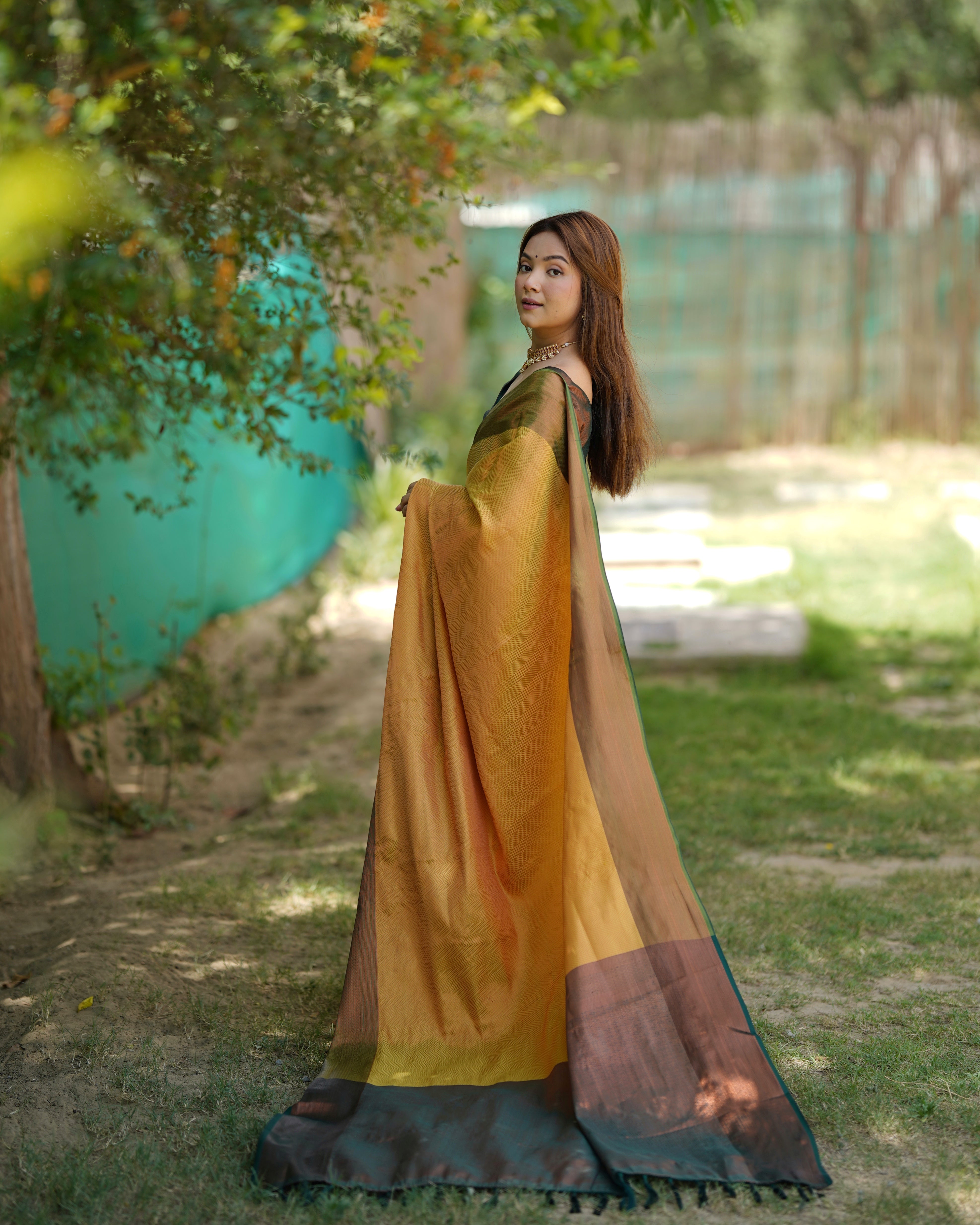 Lemon Yellow Kubera Pattu Kanjivaram Silk Saree