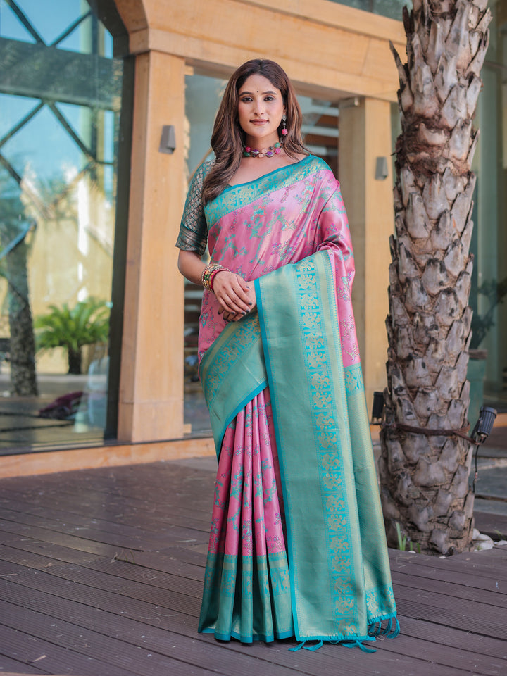 Light Thulian Pink Dharmavaram Silk Rich Pallu Pure Zari Saree