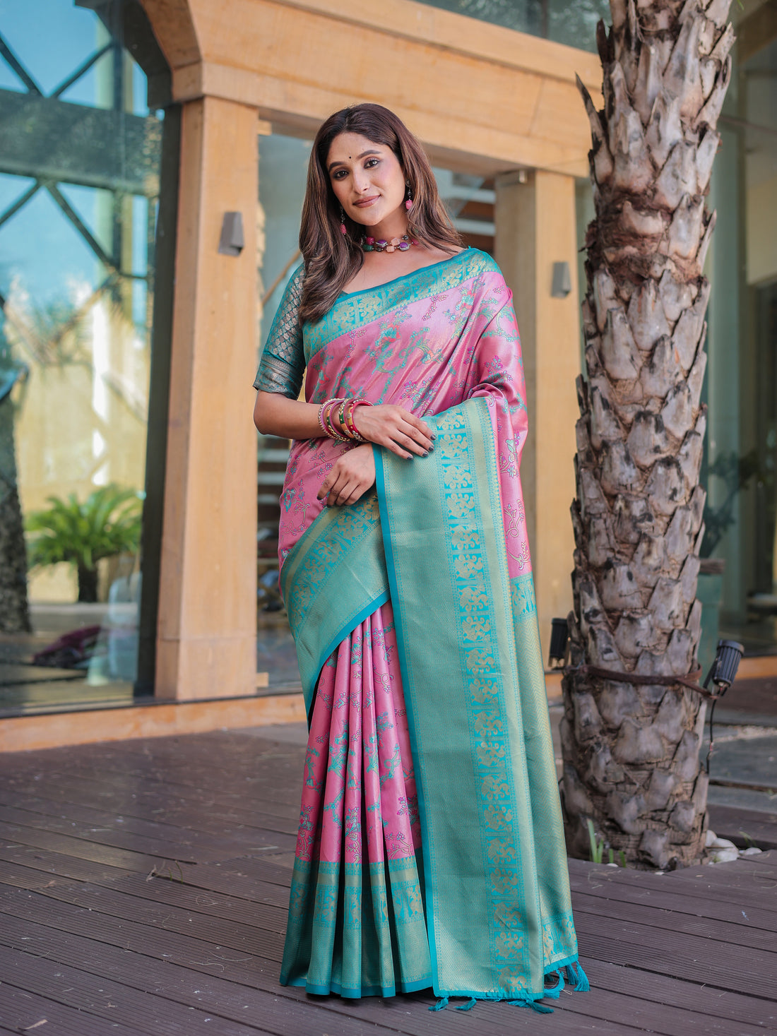 Light Thulian Pink Dharmavaram Silk Rich Pallu Pure Zari Saree