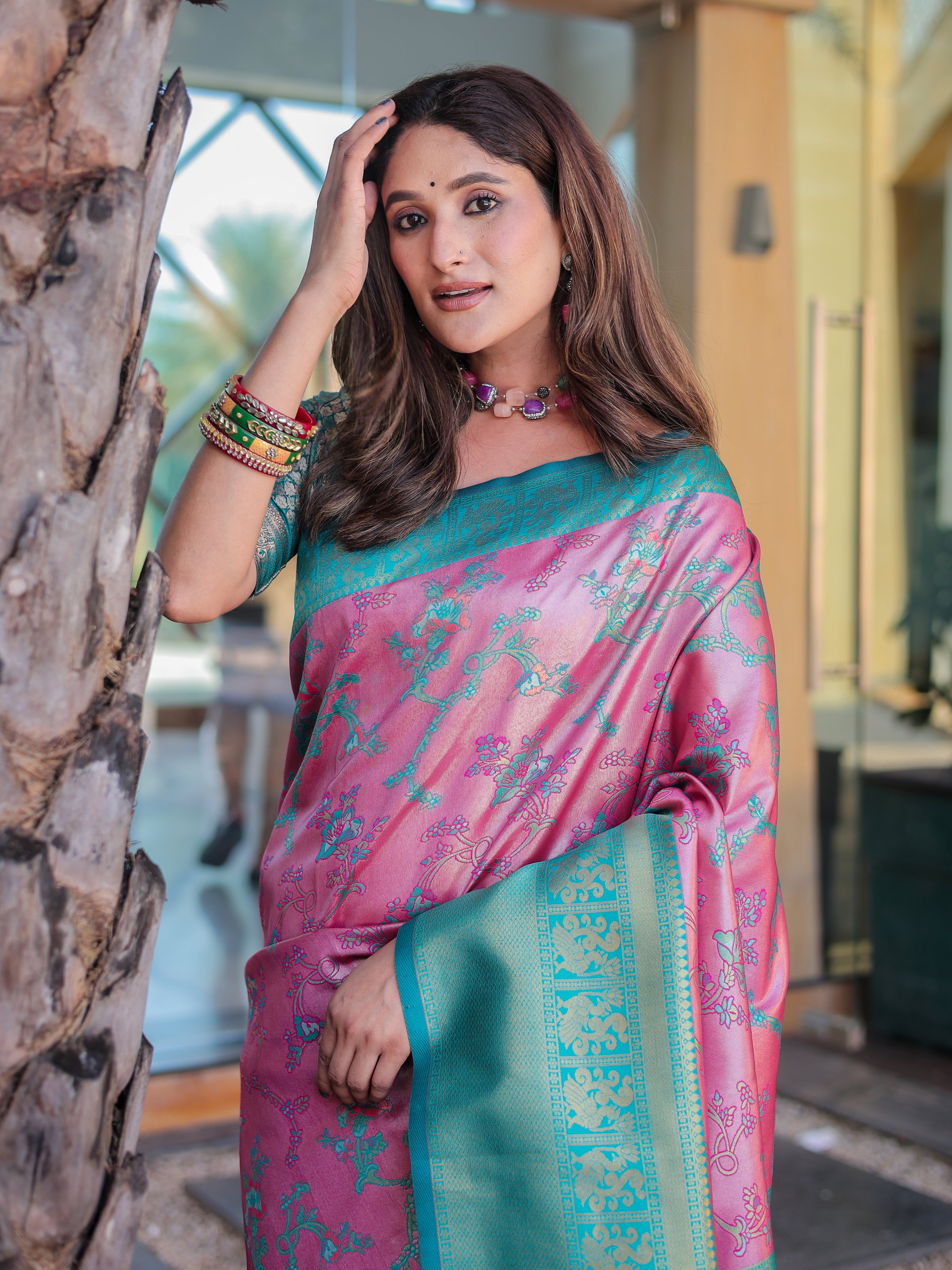 Light Thulian Pink Dharmavaram Silk Rich Pallu Pure Zari Saree