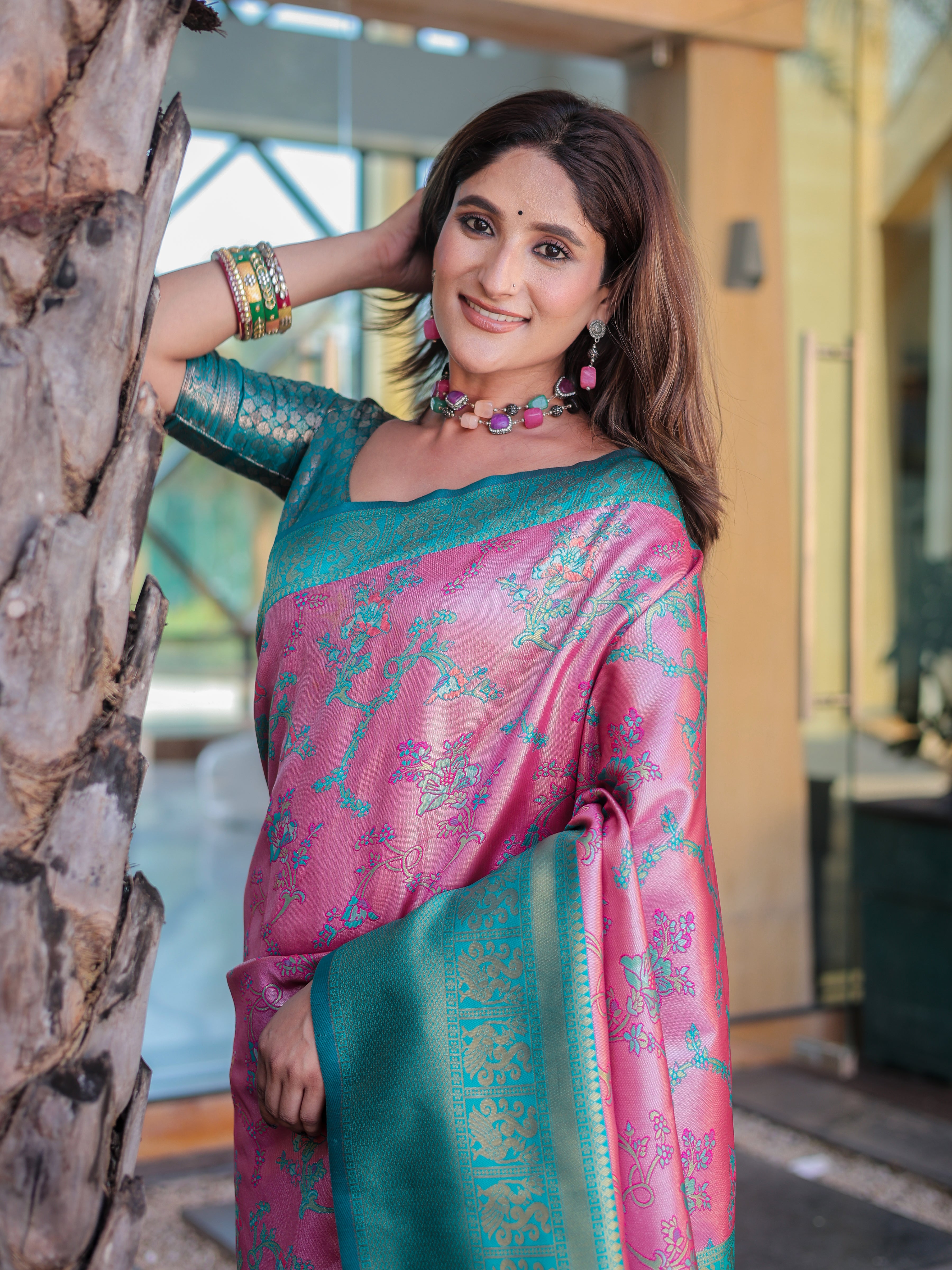 Light Thulian Pink Dharmavaram Silk Rich Pallu Pure Zari Saree